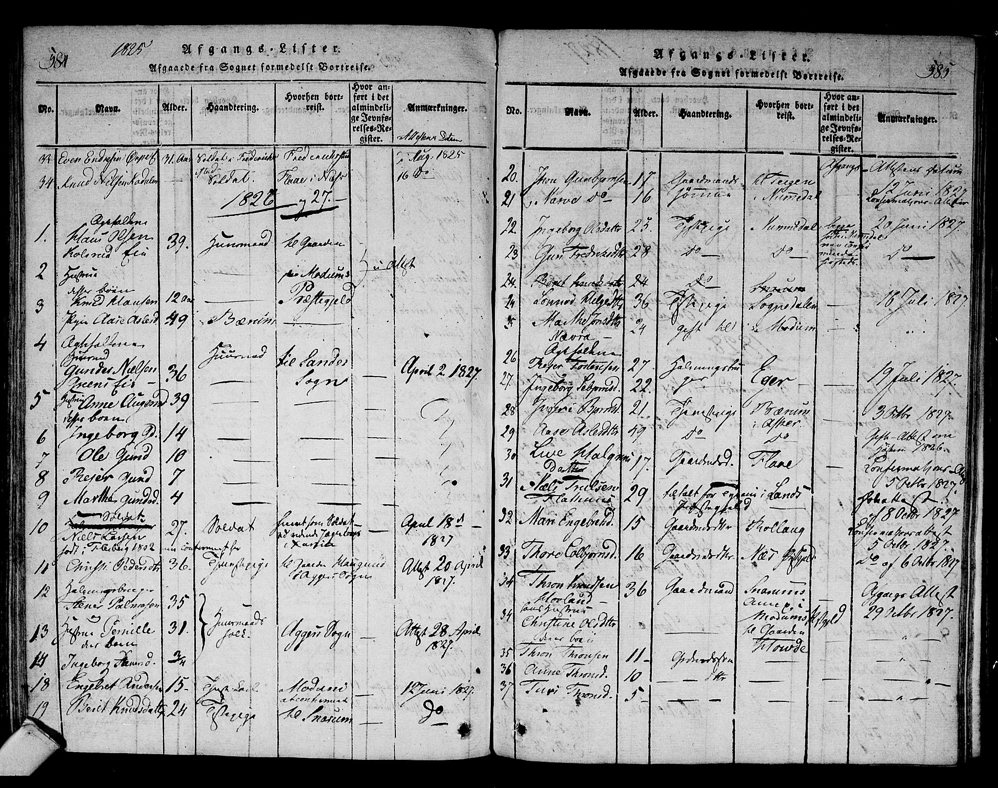 Sigdal kirkebøker, SAKO/A-245/F/Fa/L0005: Parish register (official) no. I 5 /1, 1815-1829, p. 584-585