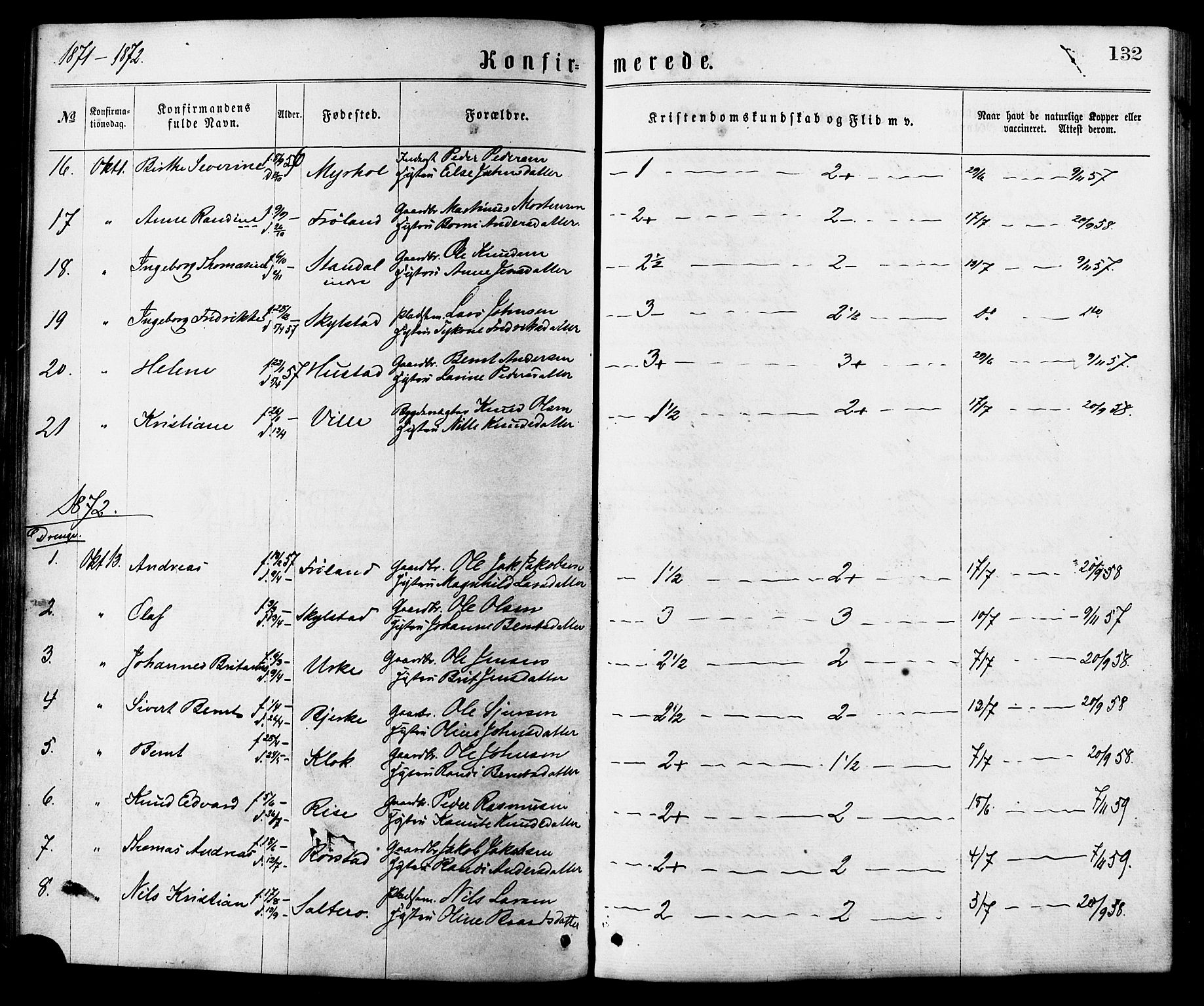 Ministerialprotokoller, klokkerbøker og fødselsregistre - Møre og Romsdal, SAT/A-1454/515/L0210: Parish register (official) no. 515A06, 1868-1885, p. 132