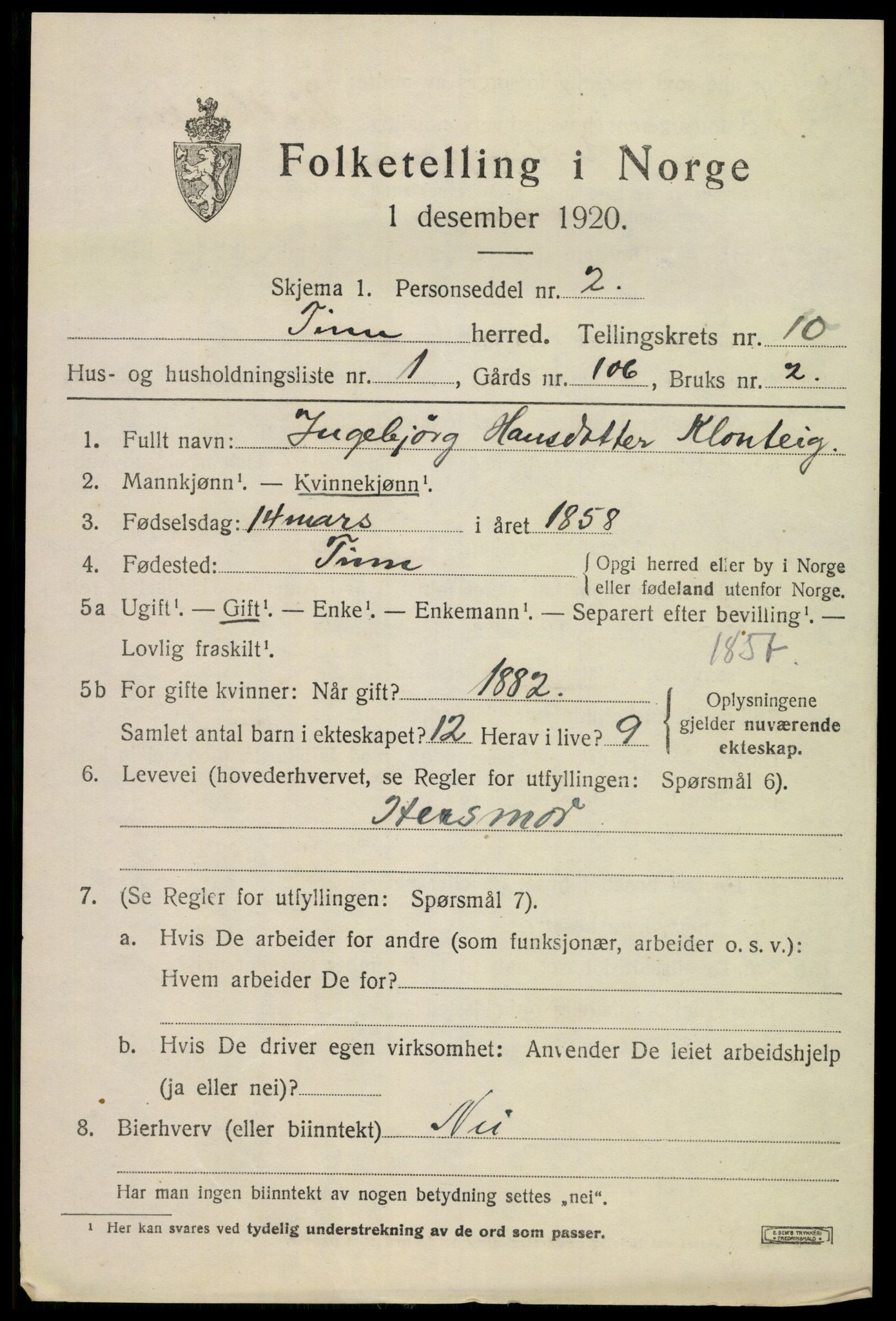 SAKO, 1920 census for Tinn, 1920, p. 6346