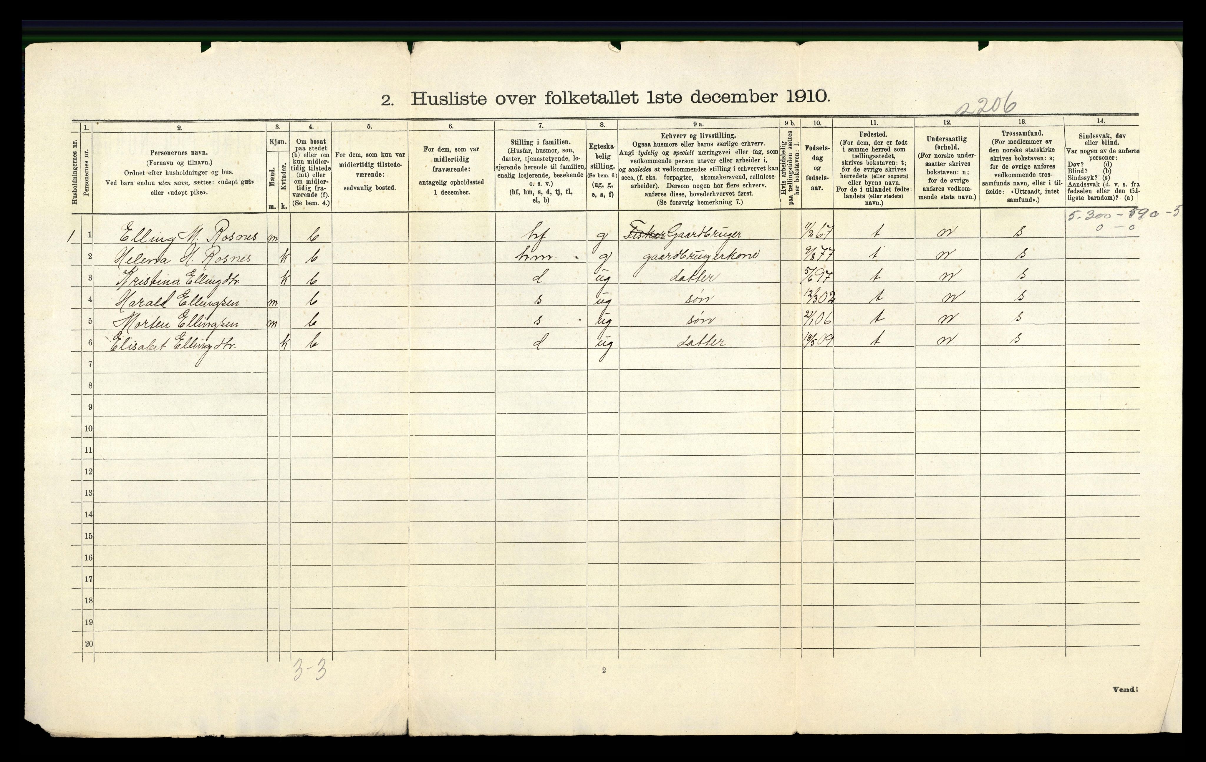 RA, 1910 census for Mosterøy, 1910, p. 26