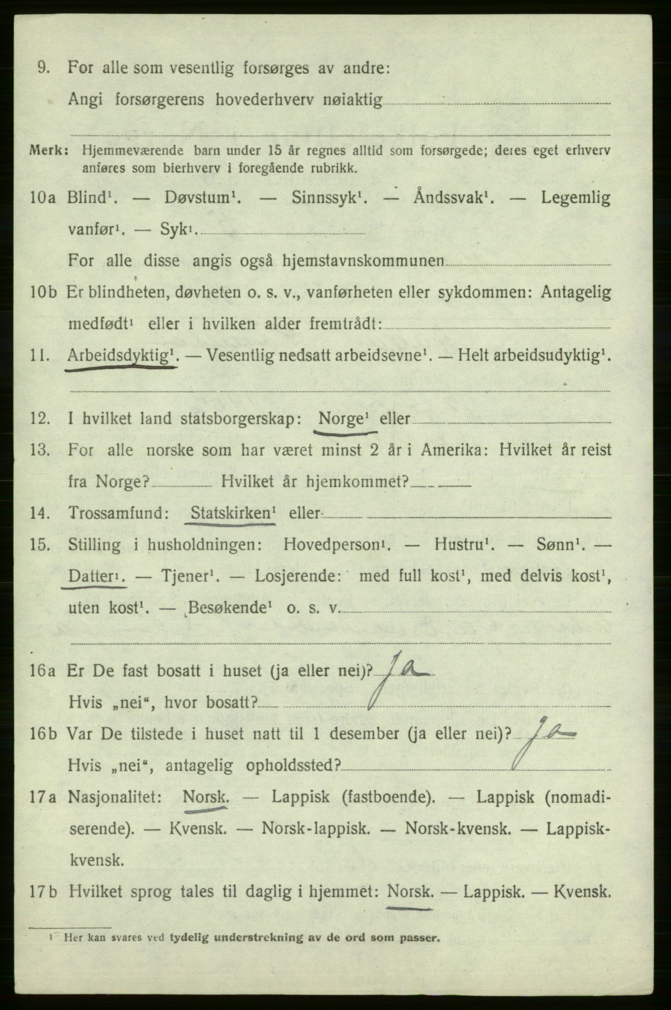 SATØ, 1920 census for Kistrand, 1920, p. 1511