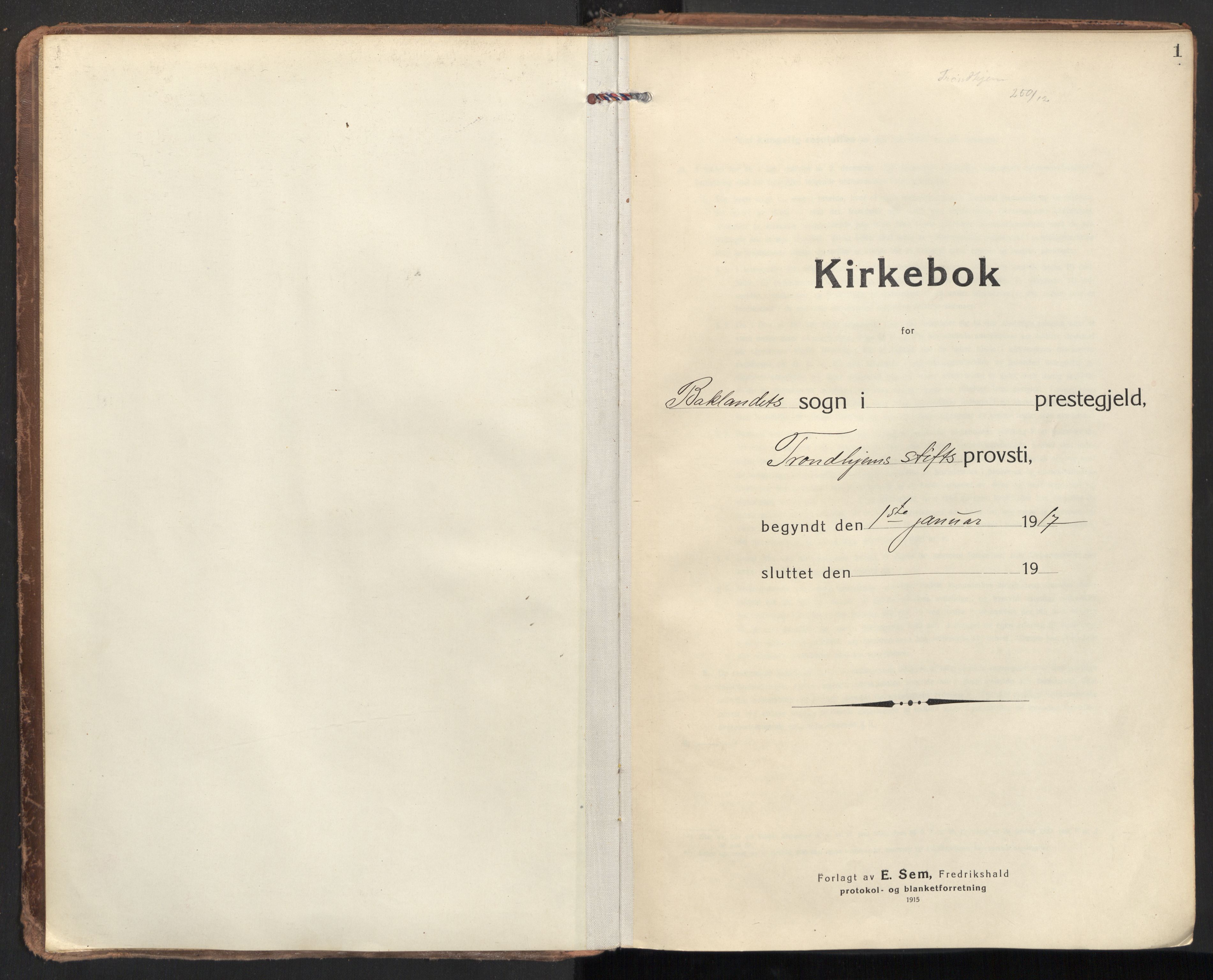 Ministerialprotokoller, klokkerbøker og fødselsregistre - Sør-Trøndelag, SAT/A-1456/604/L0207: Parish register (official) no. 604A27, 1917-1933, p. 1