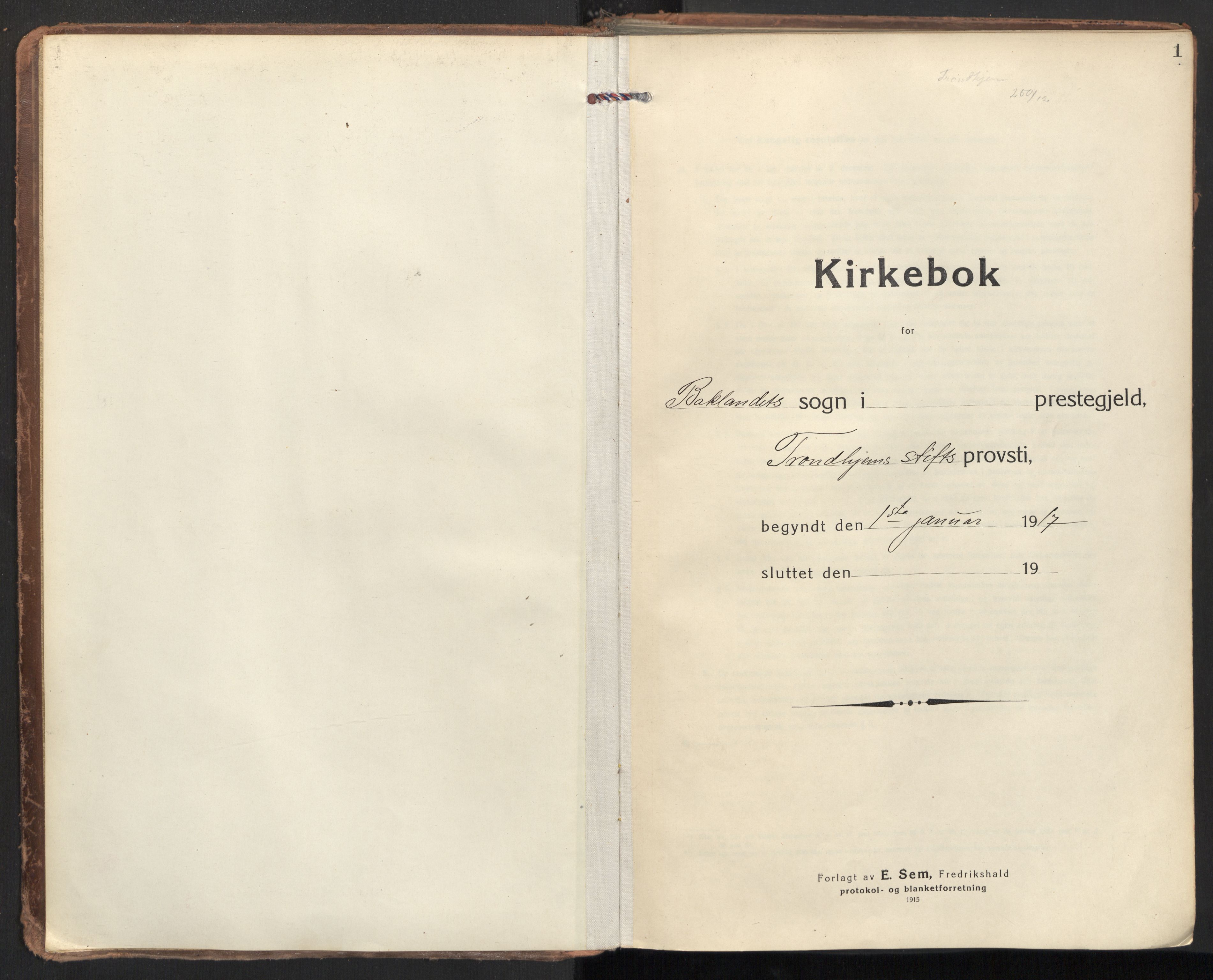 Ministerialprotokoller, klokkerbøker og fødselsregistre - Sør-Trøndelag, AV/SAT-A-1456/604/L0207: Parish register (official) no. 604A27, 1917-1933, p. 1