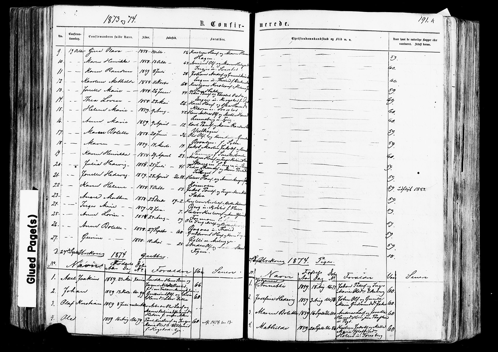 Aurskog prestekontor Kirkebøker, SAO/A-10304a/F/Fa/L0007: Parish register (official) no. I 7, 1854-1877, p. 191k