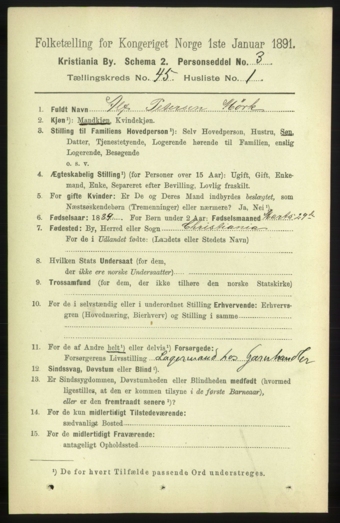 RA, 1891 census for 0301 Kristiania, 1891, p. 27508