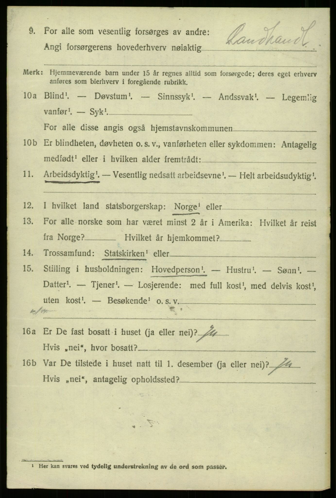 SAB, 1920 census for Haus, 1920, p. 7426