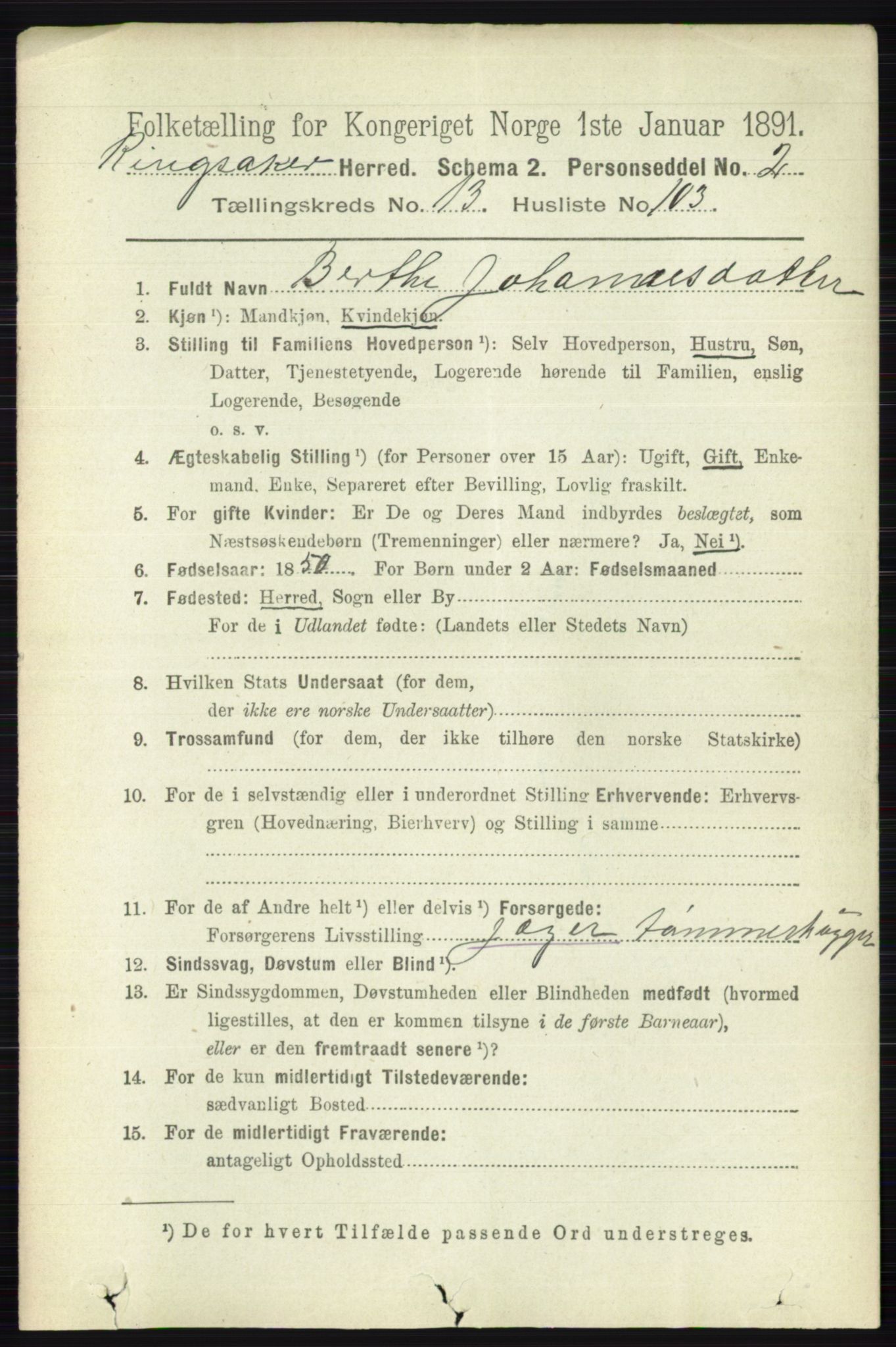 RA, 1891 census for 0412 Ringsaker, 1891, p. 7766