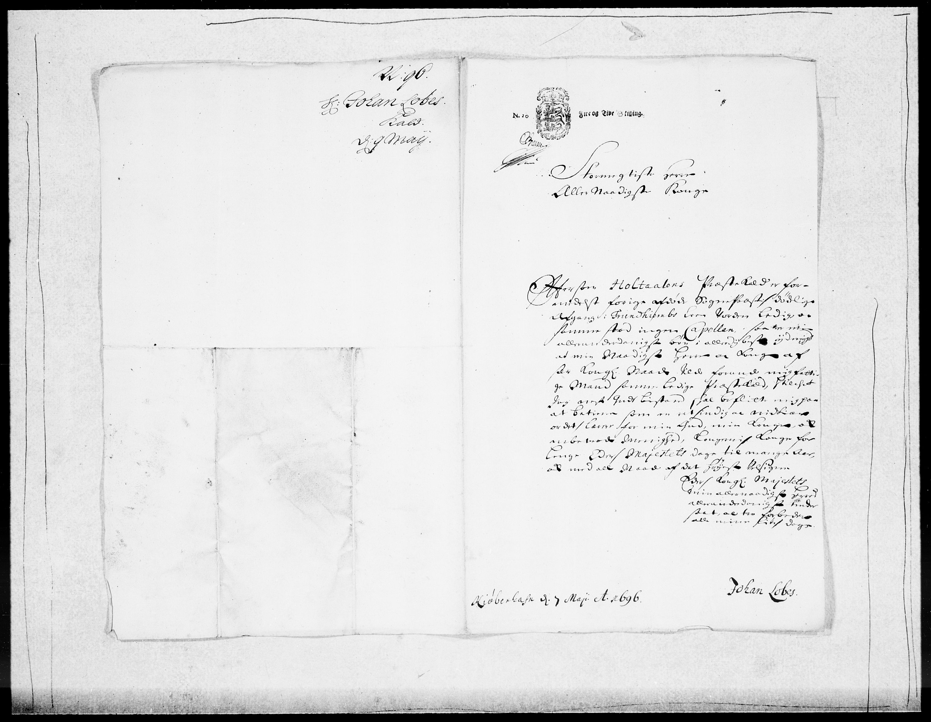 Danske Kanselli 1572-1799, RA/EA-3023/F/Fc/Fcc/Fcca/L0047: Norske innlegg 1572-1799, 1695-1697, p. 145