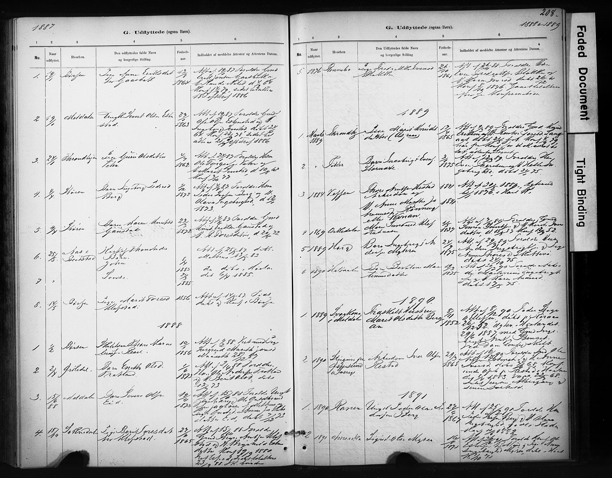 Ministerialprotokoller, klokkerbøker og fødselsregistre - Sør-Trøndelag, SAT/A-1456/694/L1127: Parish register (official) no. 694A01, 1887-1905, p. 208
