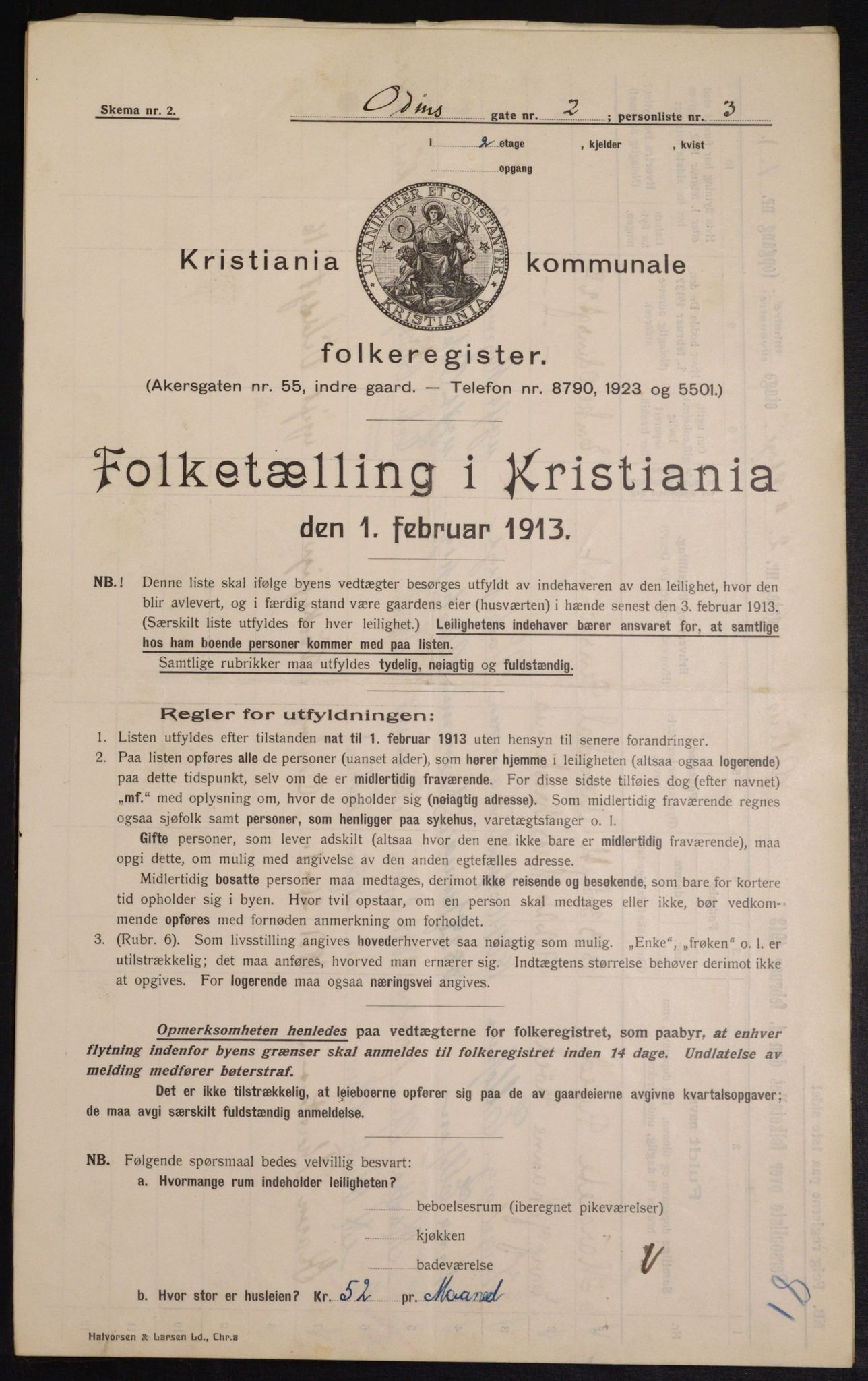 OBA, Municipal Census 1913 for Kristiania, 1913, p. 74605