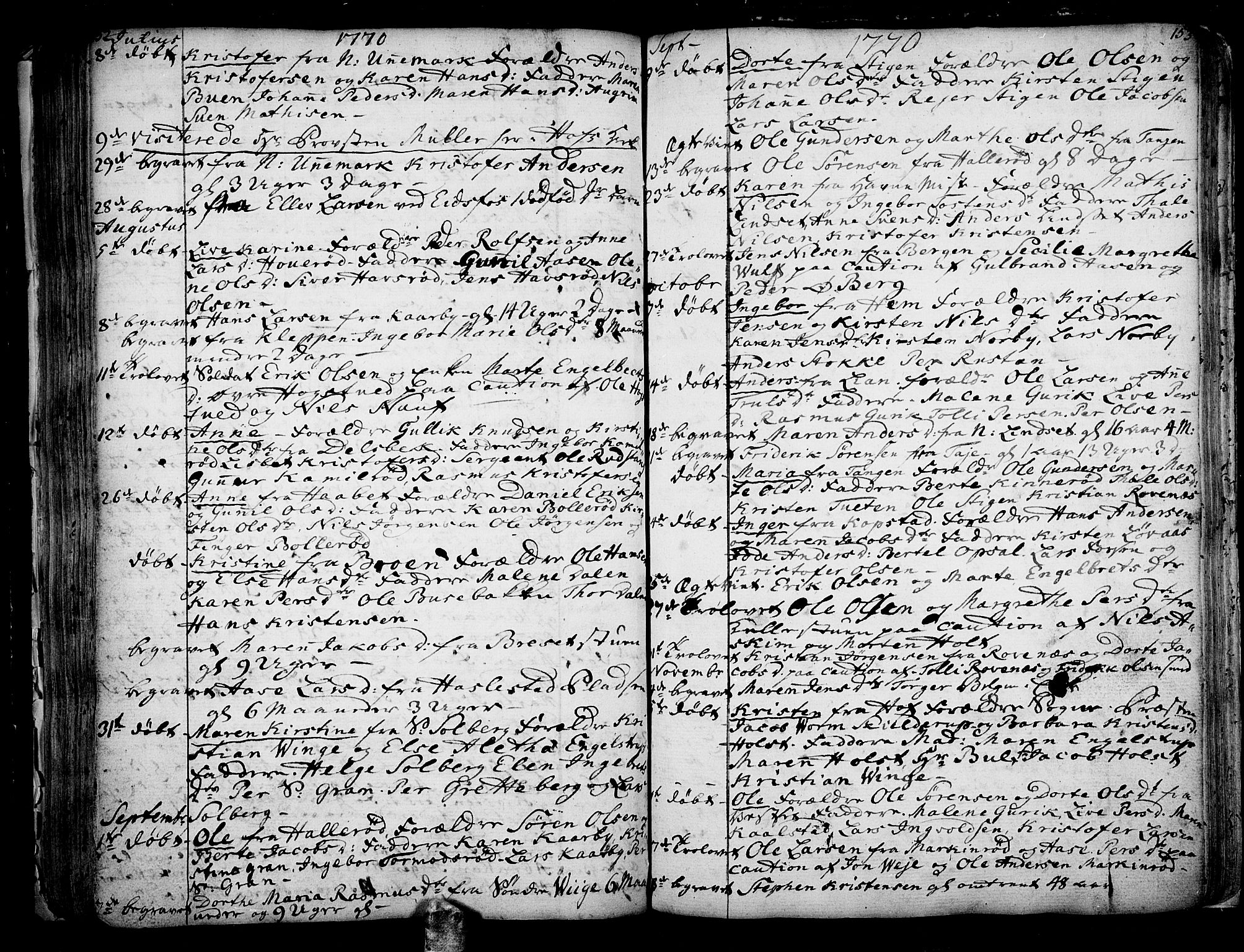 Hof kirkebøker, AV/SAKO-A-64/F/Fa/L0002: Parish register (official) no. I 2, 1746-1781, p. 152-153