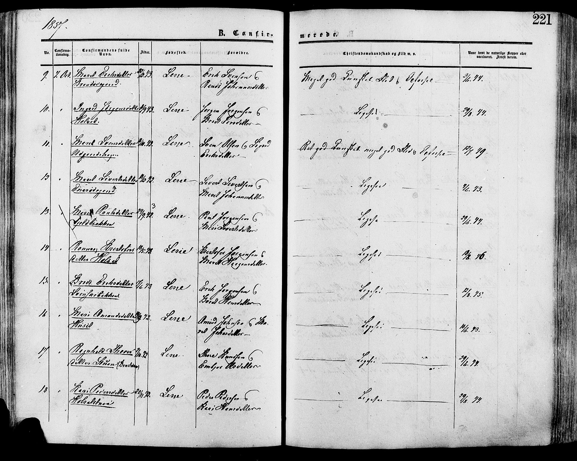 Lesja prestekontor, SAH/PREST-068/H/Ha/Haa/L0008: Parish register (official) no. 8, 1854-1880, p. 221