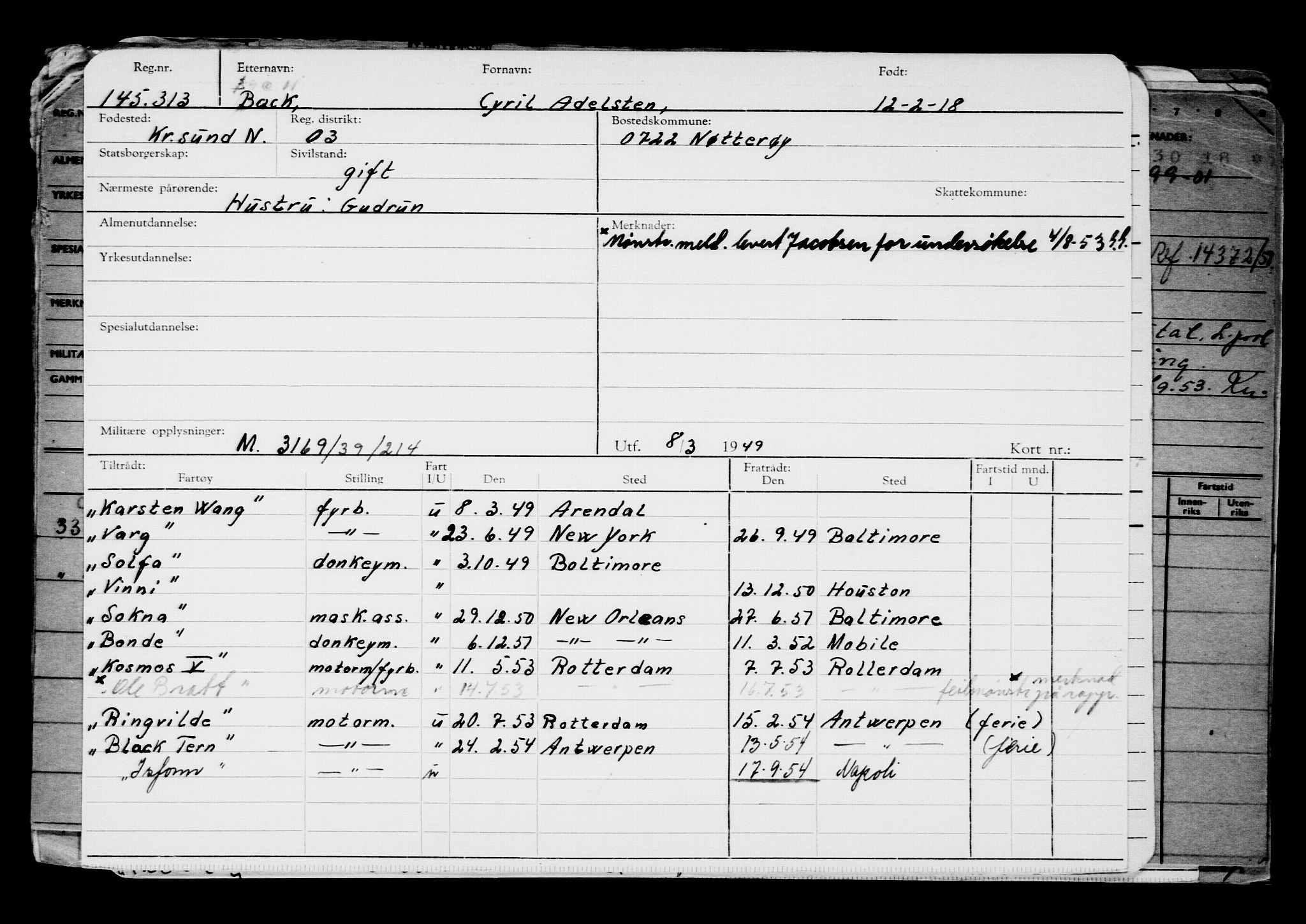 Direktoratet for sjømenn, AV/RA-S-3545/G/Gb/L0155: Hovedkort, 1918, p. 473