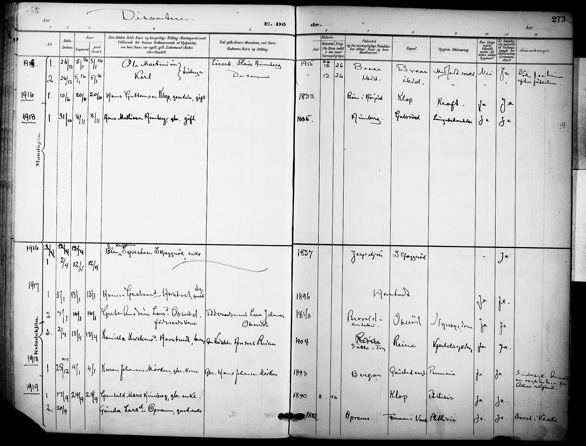 Ramnes kirkebøker, AV/SAKO-A-314/F/Fa/L0008: Parish register (official) no. I 8, 1896-1913, p. 273