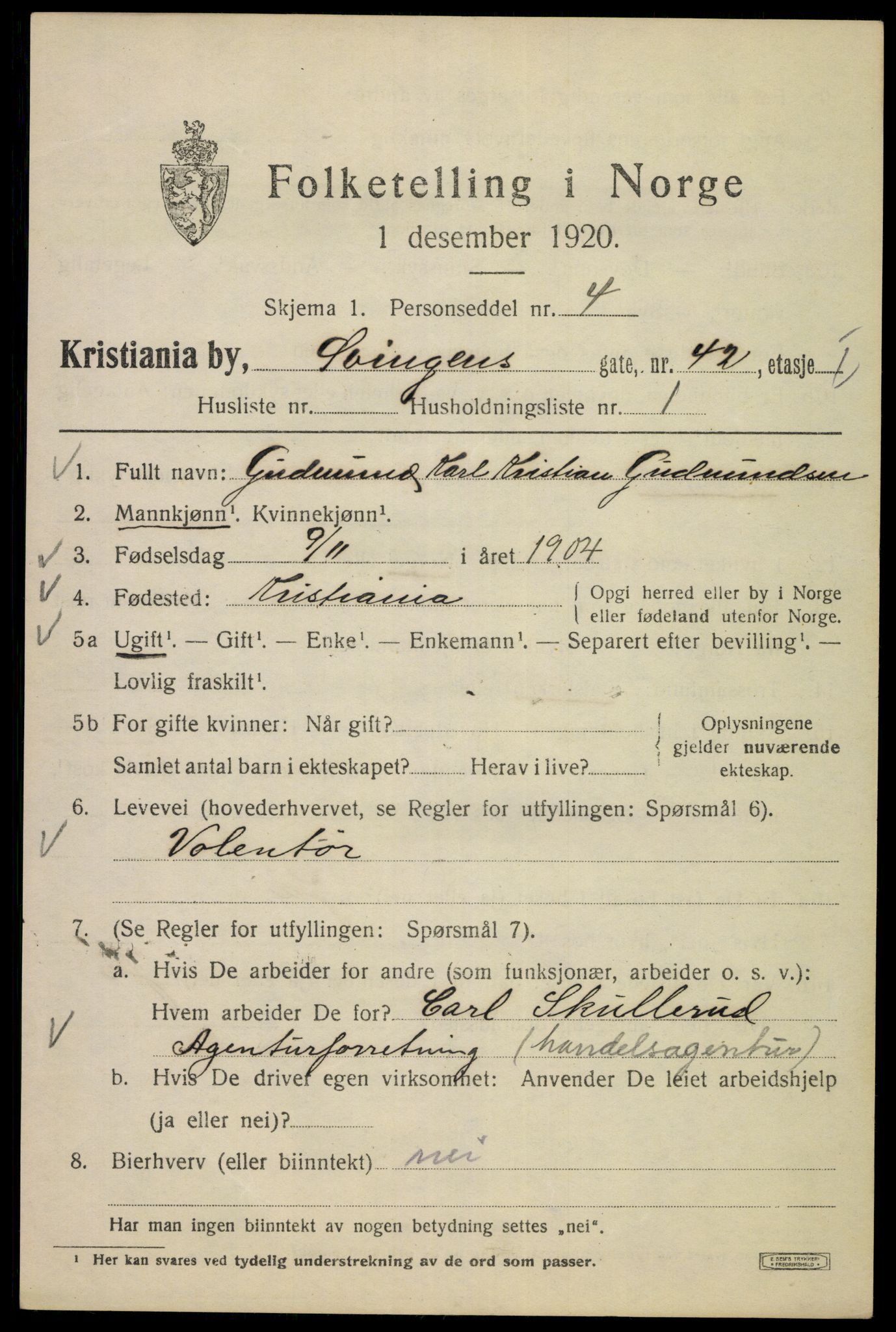 SAO, 1920 census for Kristiania, 1920, p. 560517