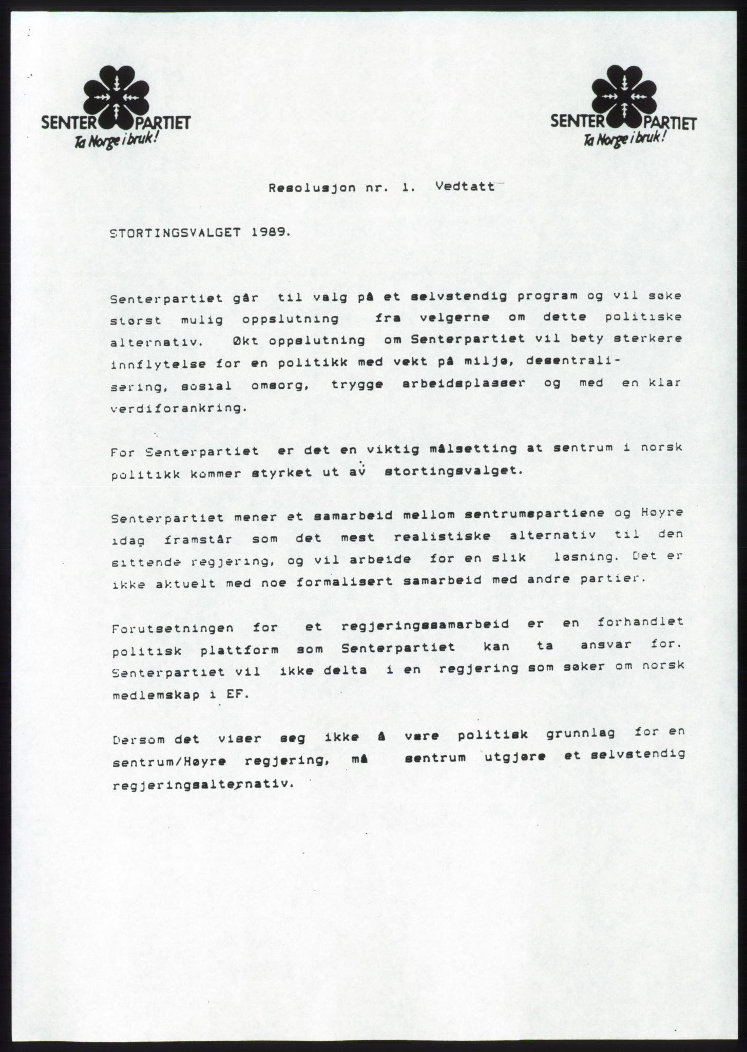 Forhandlingsmøtene 1989 mellom Høyre, KrF og Senterpartiet om dannelse av regjering, RA/PA-0697/A/L0001: Forhandlingsprotokoll med vedlegg, 1989, p. 33