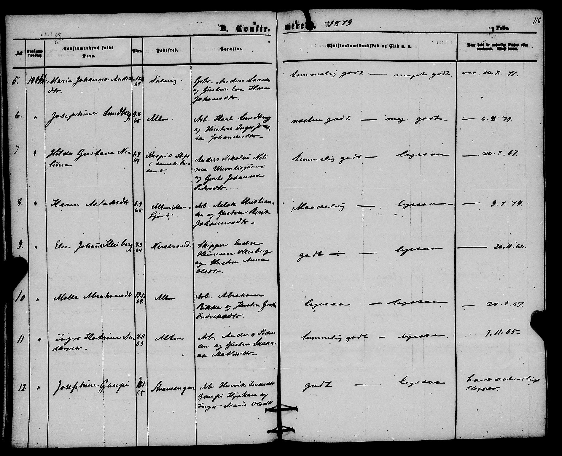 Alta sokneprestkontor, SATØ/S-1338/H/Ha/L0004.kirke: Parish register (official) no. 4, 1858-1880, p. 116