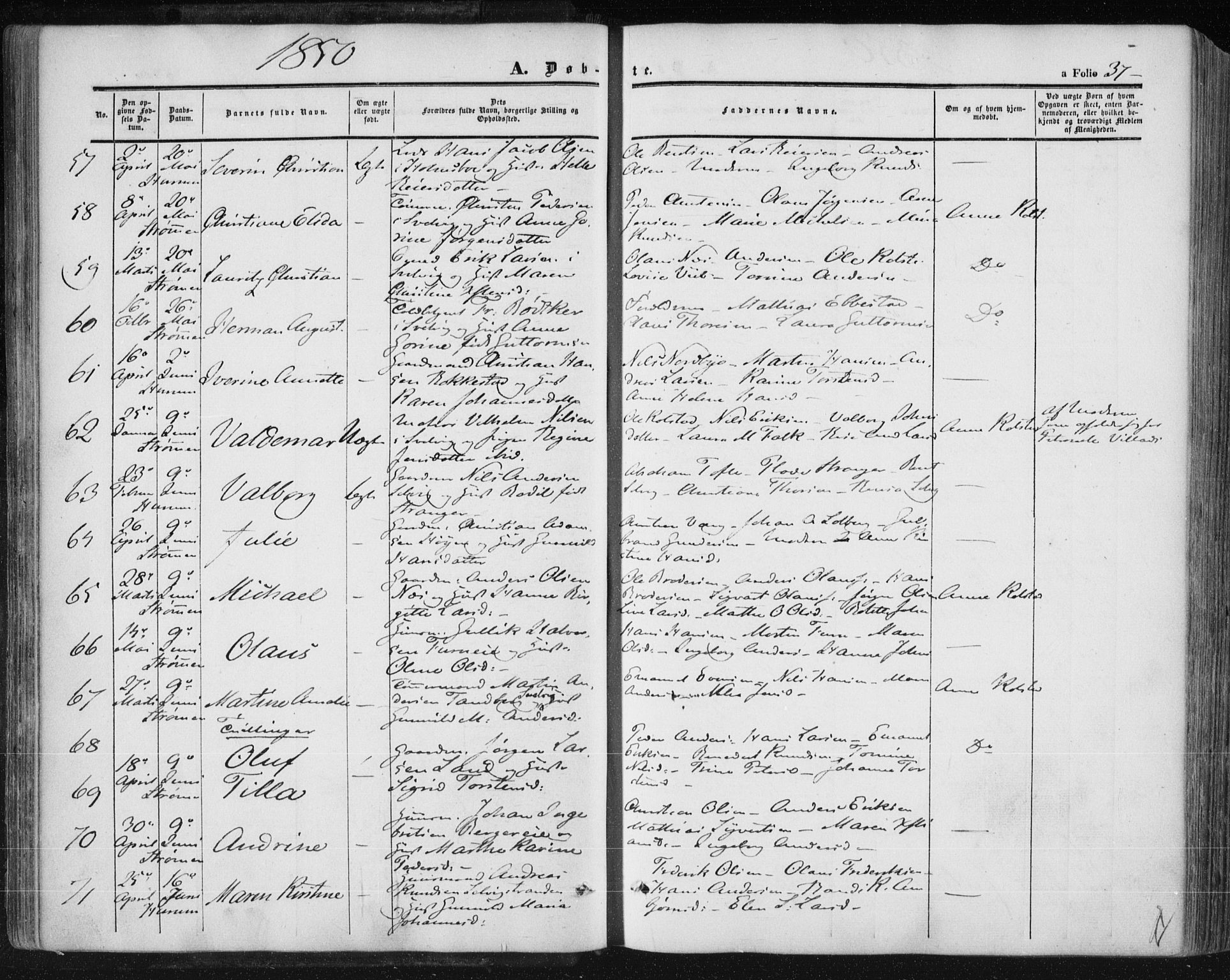Hurum kirkebøker, SAKO/A-229/F/Fa/L0011: Parish register (official) no. 11, 1847-1860, p. 37