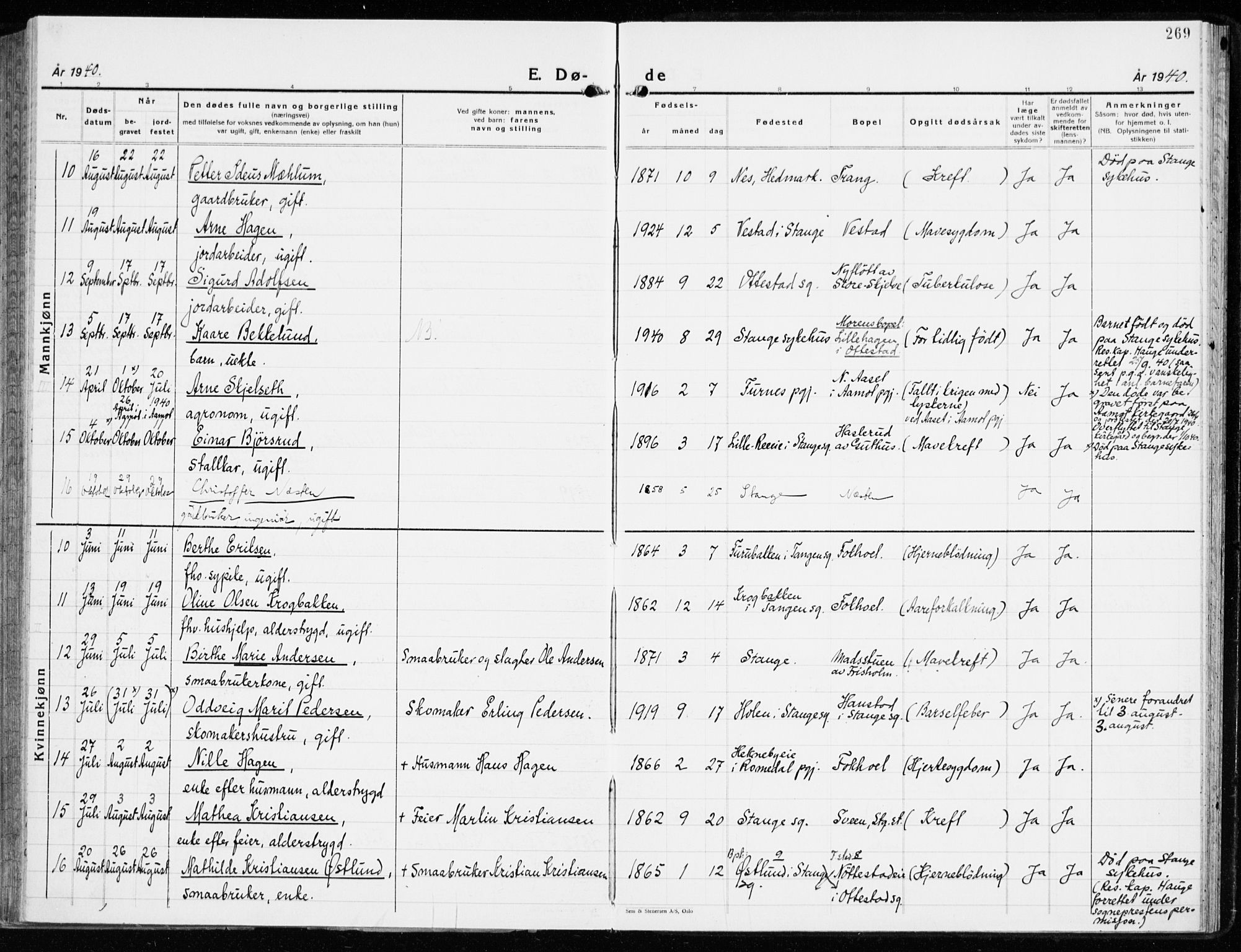 Stange prestekontor, AV/SAH-PREST-002/K/L0027: Parish register (official) no. 27, 1937-1947, p. 269