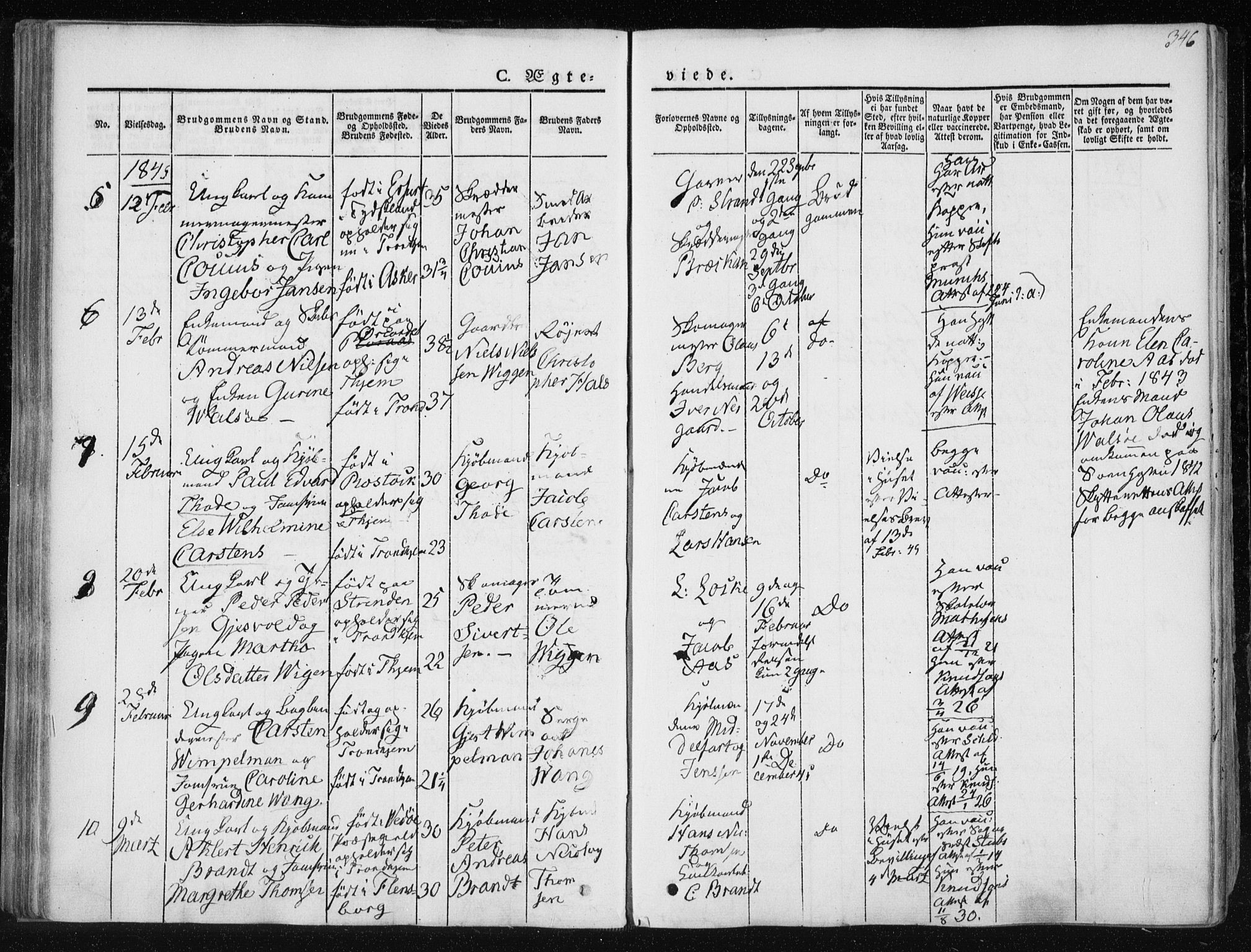 Ministerialprotokoller, klokkerbøker og fødselsregistre - Sør-Trøndelag, SAT/A-1456/601/L0049: Parish register (official) no. 601A17, 1839-1847, p. 346