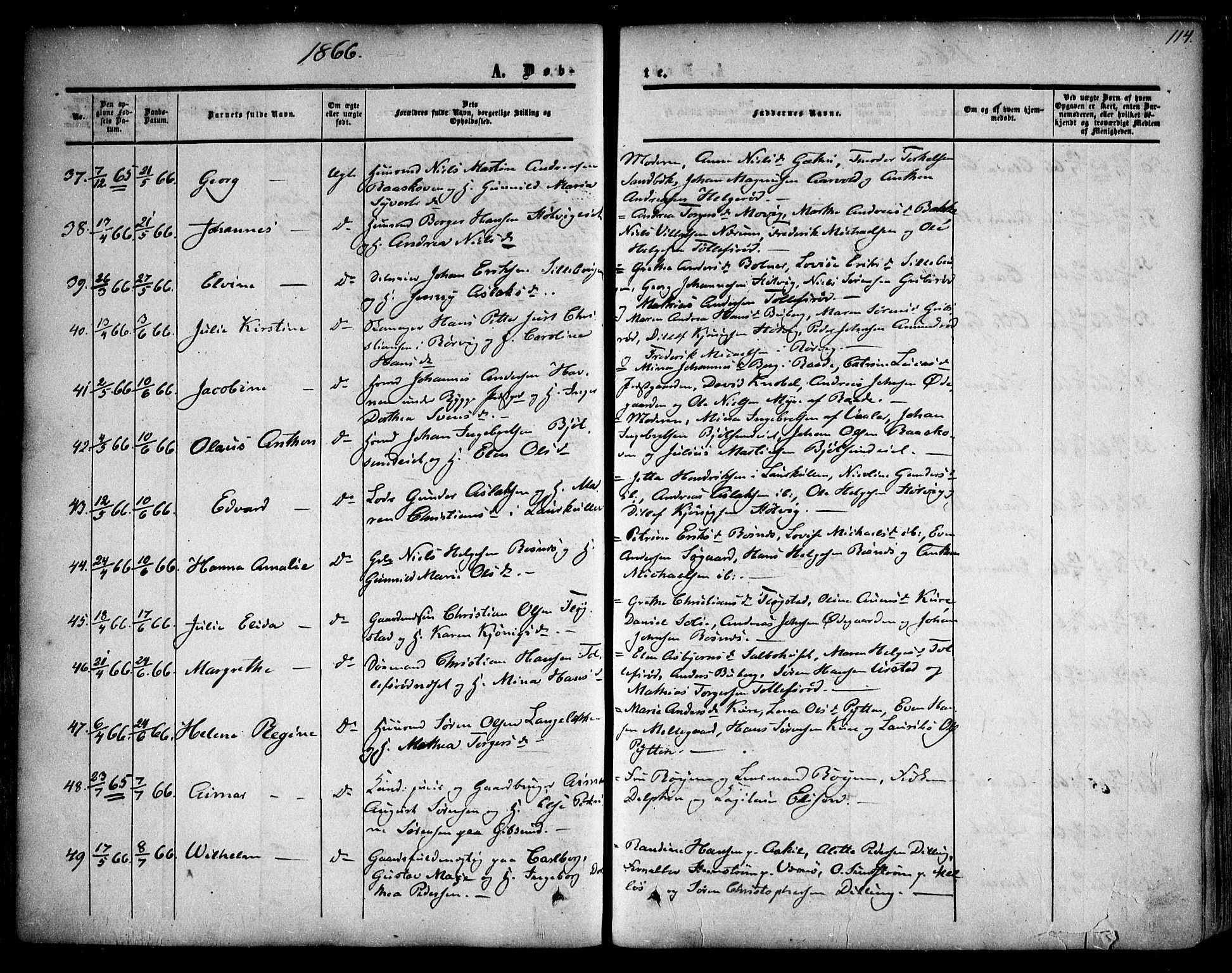 Rygge prestekontor Kirkebøker, AV/SAO-A-10084b/F/Fa/L0005: Parish register (official) no. 5, 1852-1871, p. 114