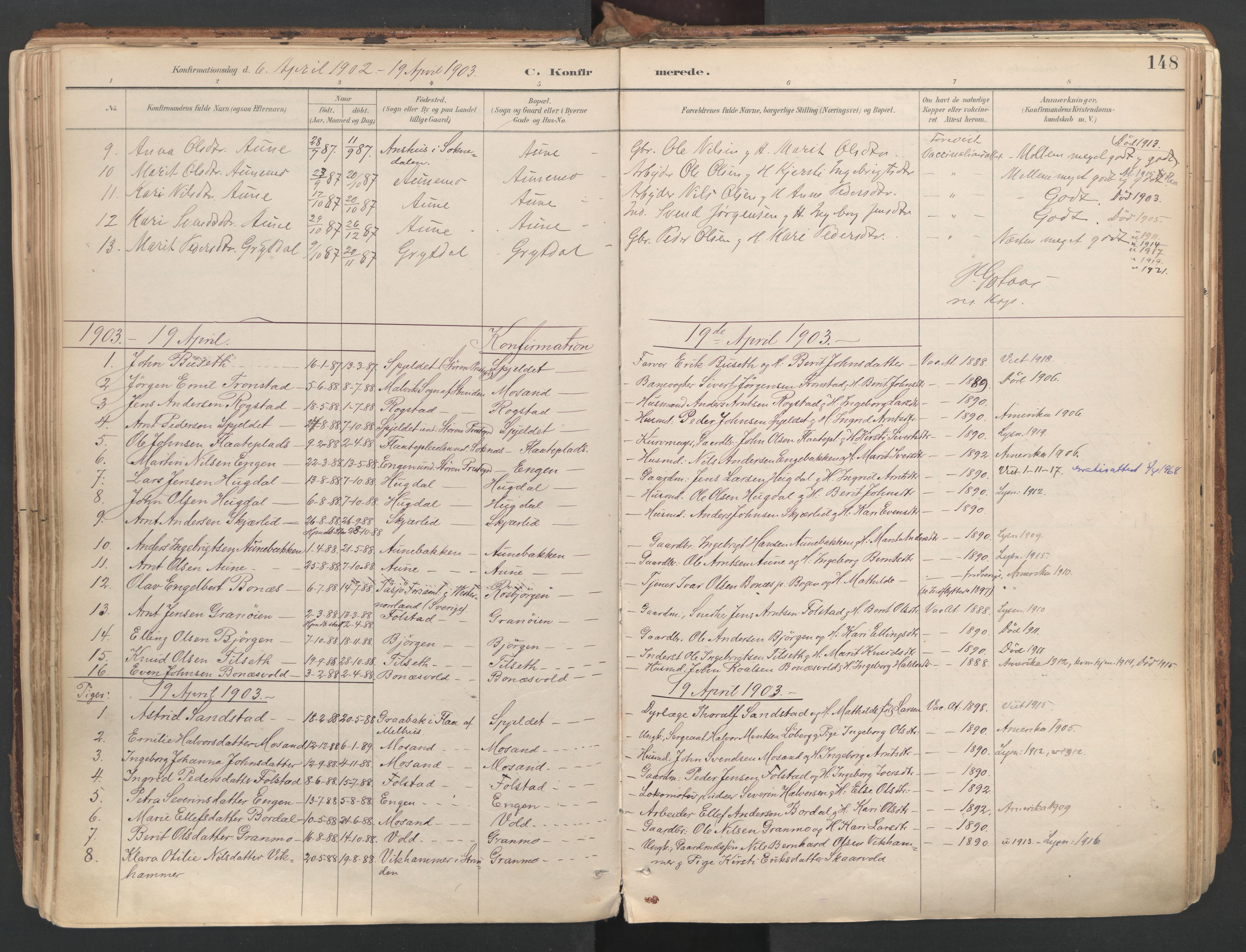 Ministerialprotokoller, klokkerbøker og fødselsregistre - Sør-Trøndelag, SAT/A-1456/687/L1004: Parish register (official) no. 687A10, 1891-1923, p. 148