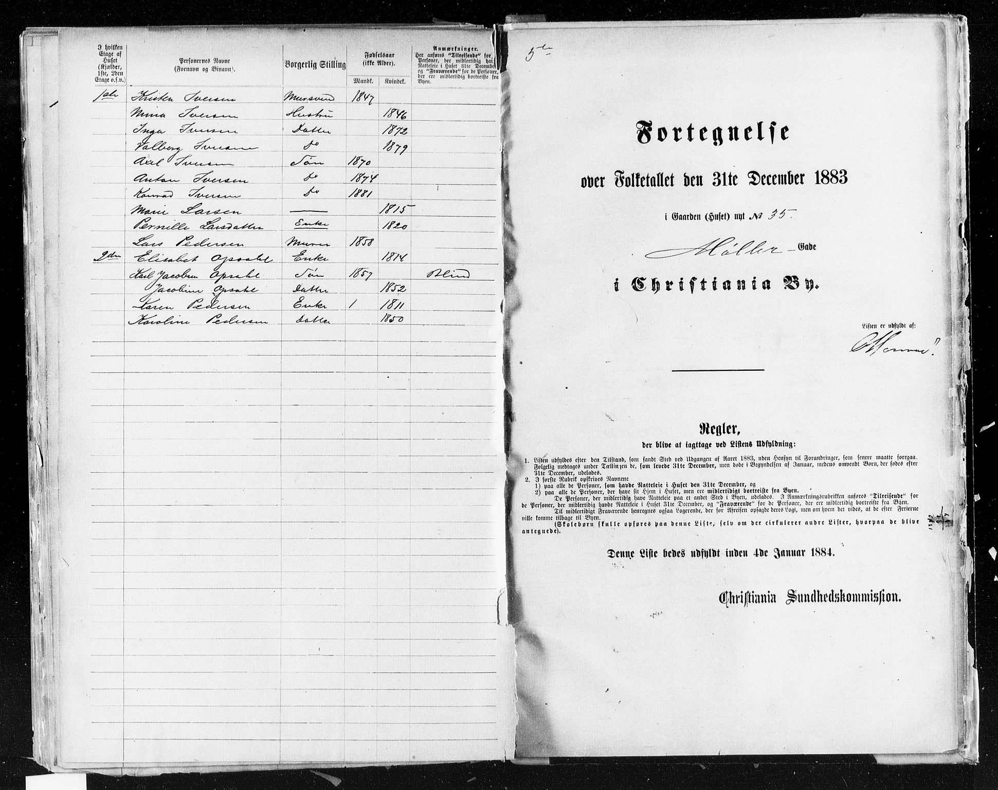 OBA, Municipal Census 1883 for Kristiania, 1883, p. 2919