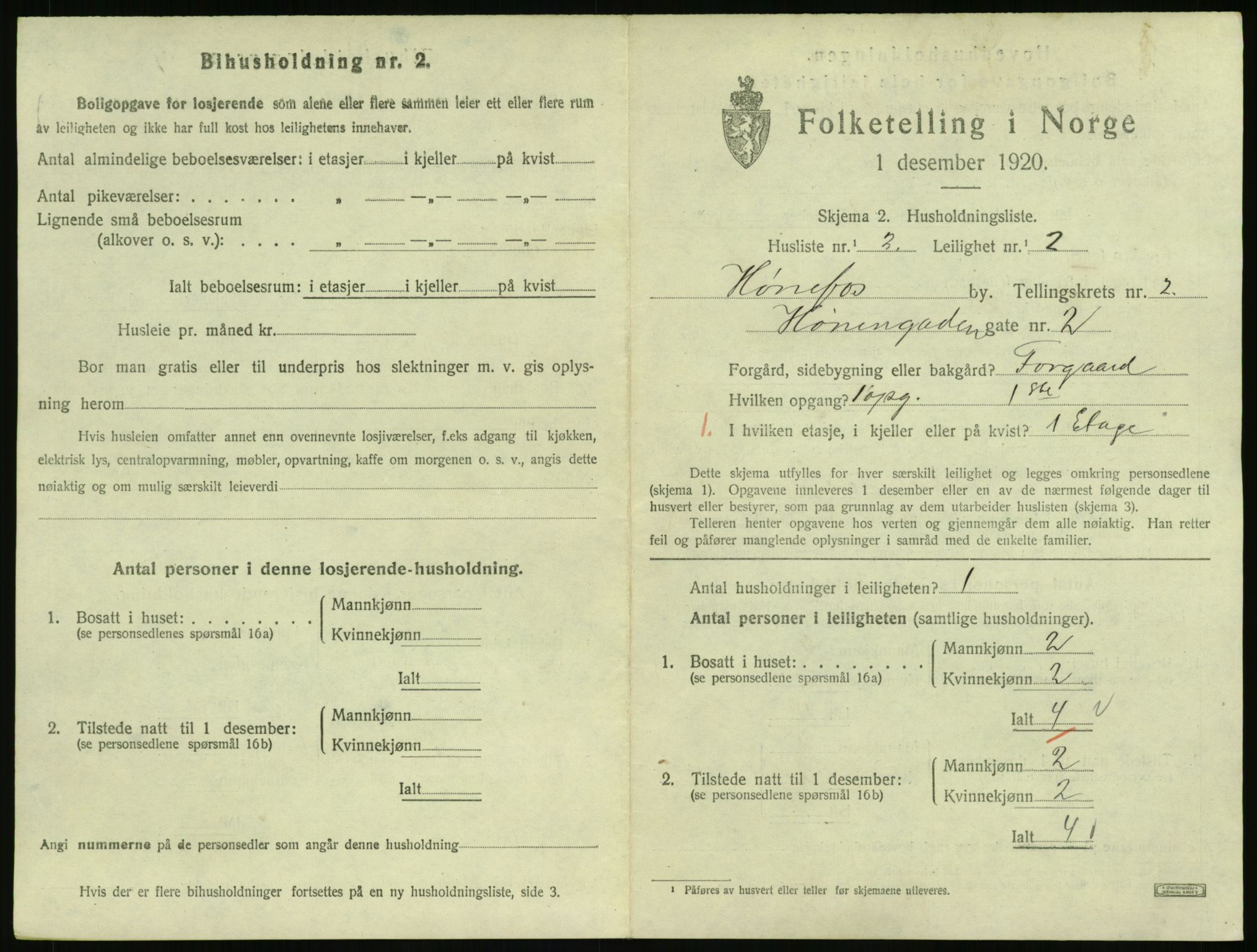 SAKO, 1920 census for Hønefoss, 1920, p. 1162