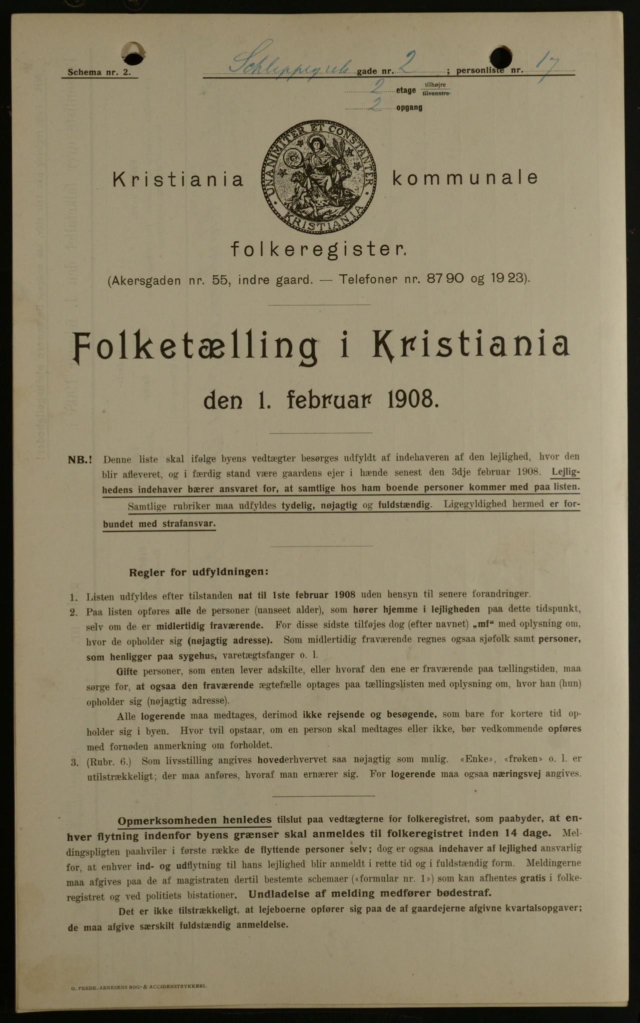 OBA, Municipal Census 1908 for Kristiania, 1908, p. 80745