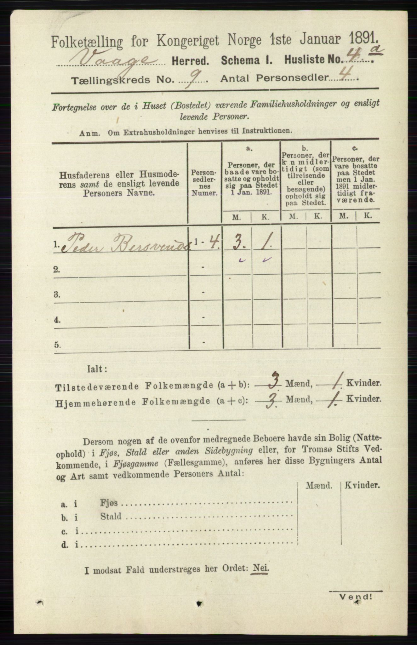 RA, 1891 census for 0515 Vågå, 1891, p. 5386