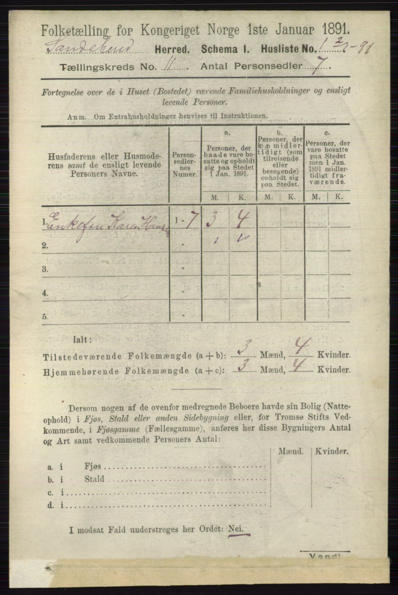 RA, 1891 census for 0724 Sandeherred, 1891, p. 6612