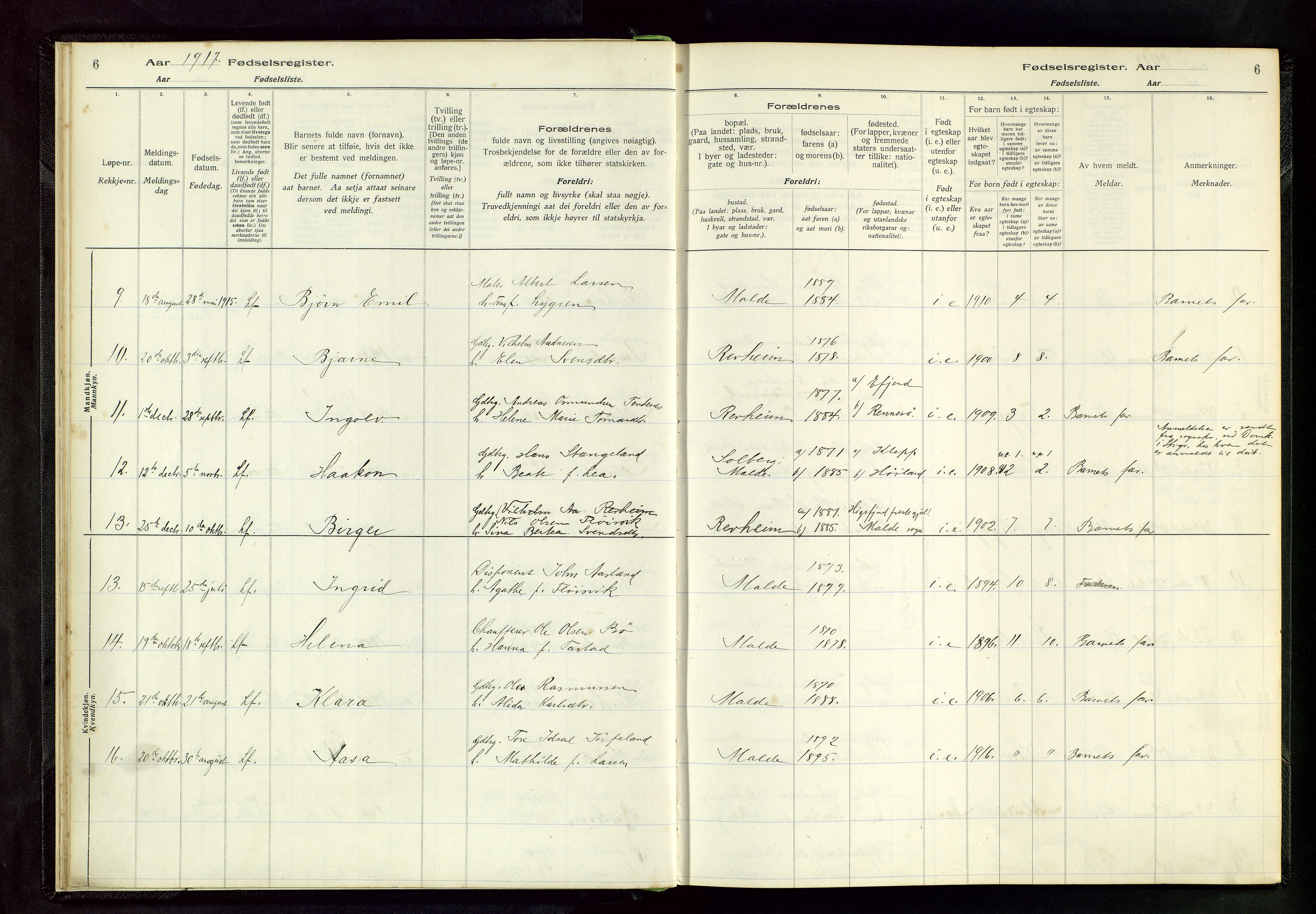 Håland sokneprestkontor, AV/SAST-A-101802/002/A/L0005: Birth register no. 5, 1916-1957, p. 6