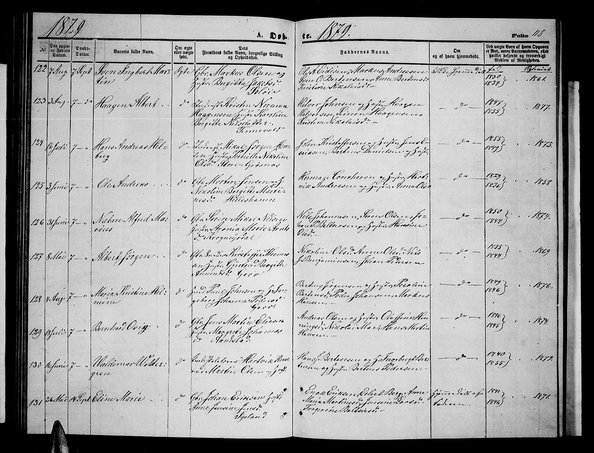 Ibestad sokneprestembete, SATØ/S-0077/H/Ha/Hab/L0006klokker: Parish register (copy) no. 6, 1871-1879, p. 118