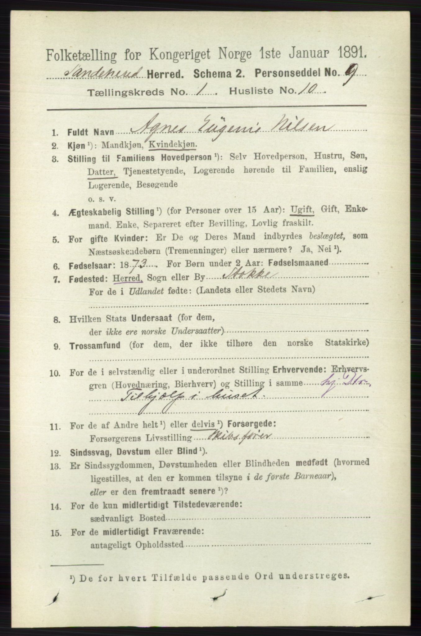 RA, 1891 census for 0724 Sandeherred, 1891, p. 243