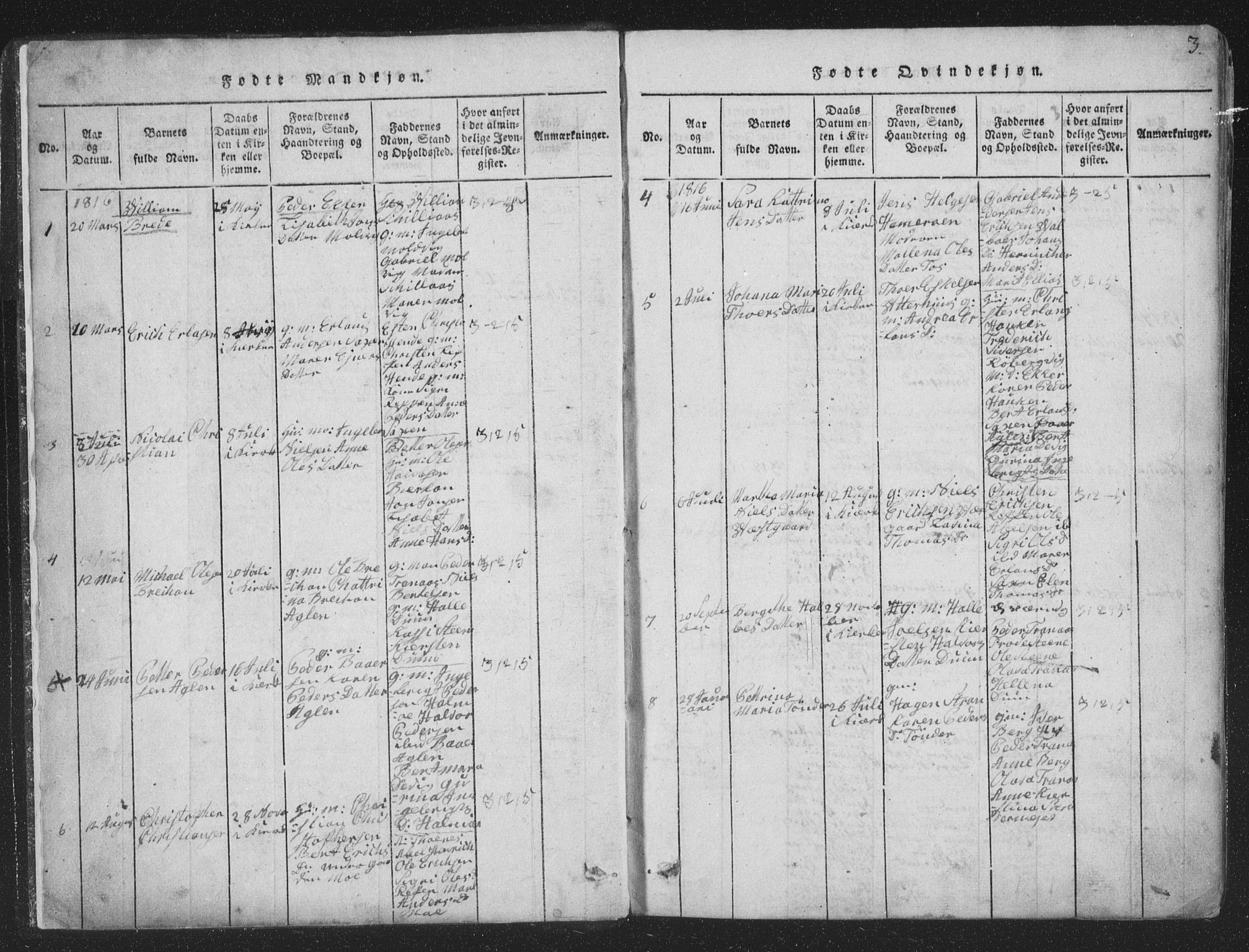 Ministerialprotokoller, klokkerbøker og fødselsregistre - Nord-Trøndelag, SAT/A-1458/773/L0613: Parish register (official) no. 773A04, 1815-1845, p. 3