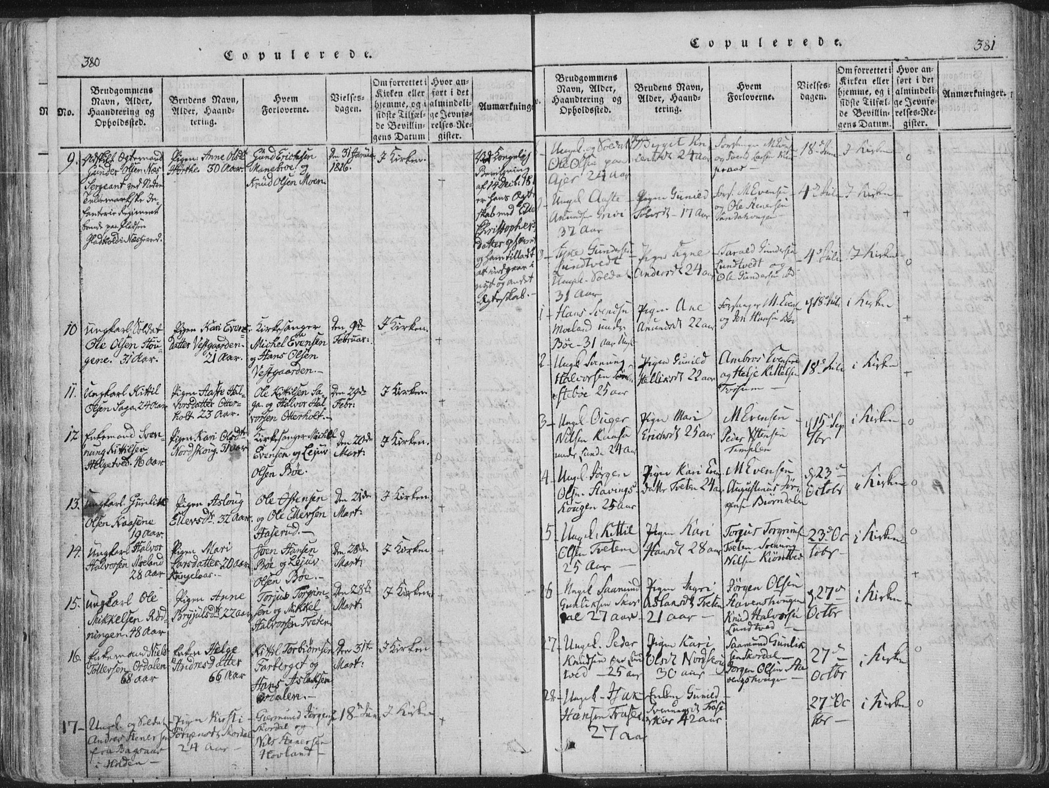 Bø kirkebøker, SAKO/A-257/F/Fa/L0006: Parish register (official) no. 6, 1815-1831, p. 380-381