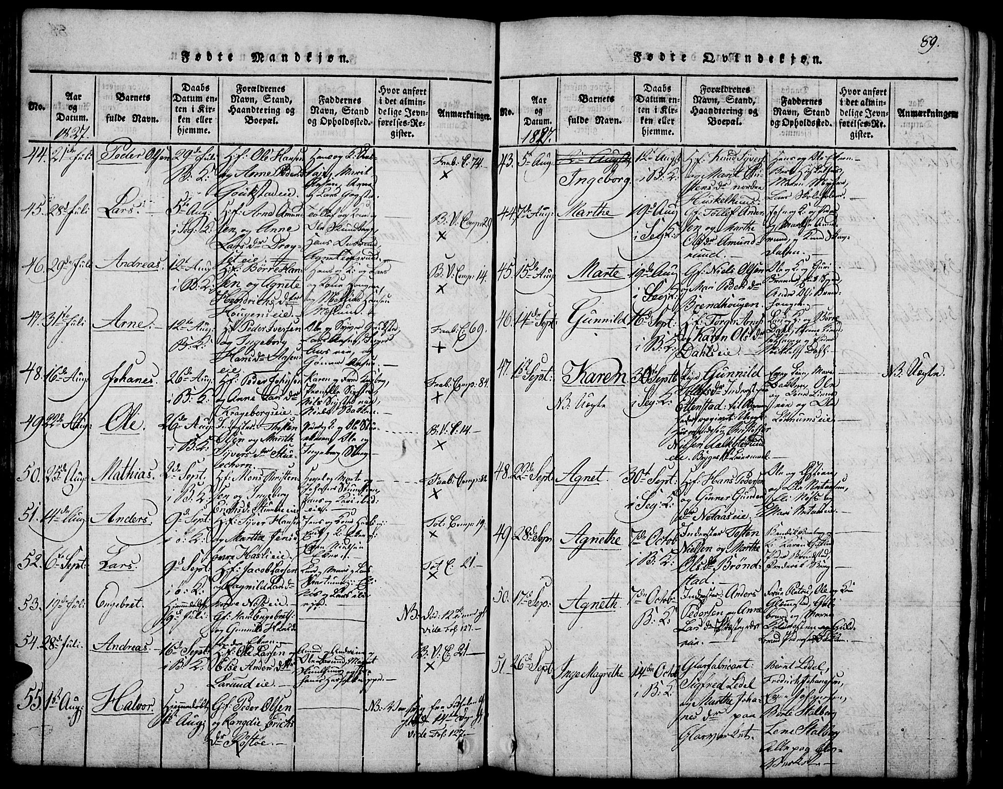 Biri prestekontor, AV/SAH-PREST-096/H/Ha/Hab/L0001: Parish register (copy) no. 1, 1814-1828, p. 89