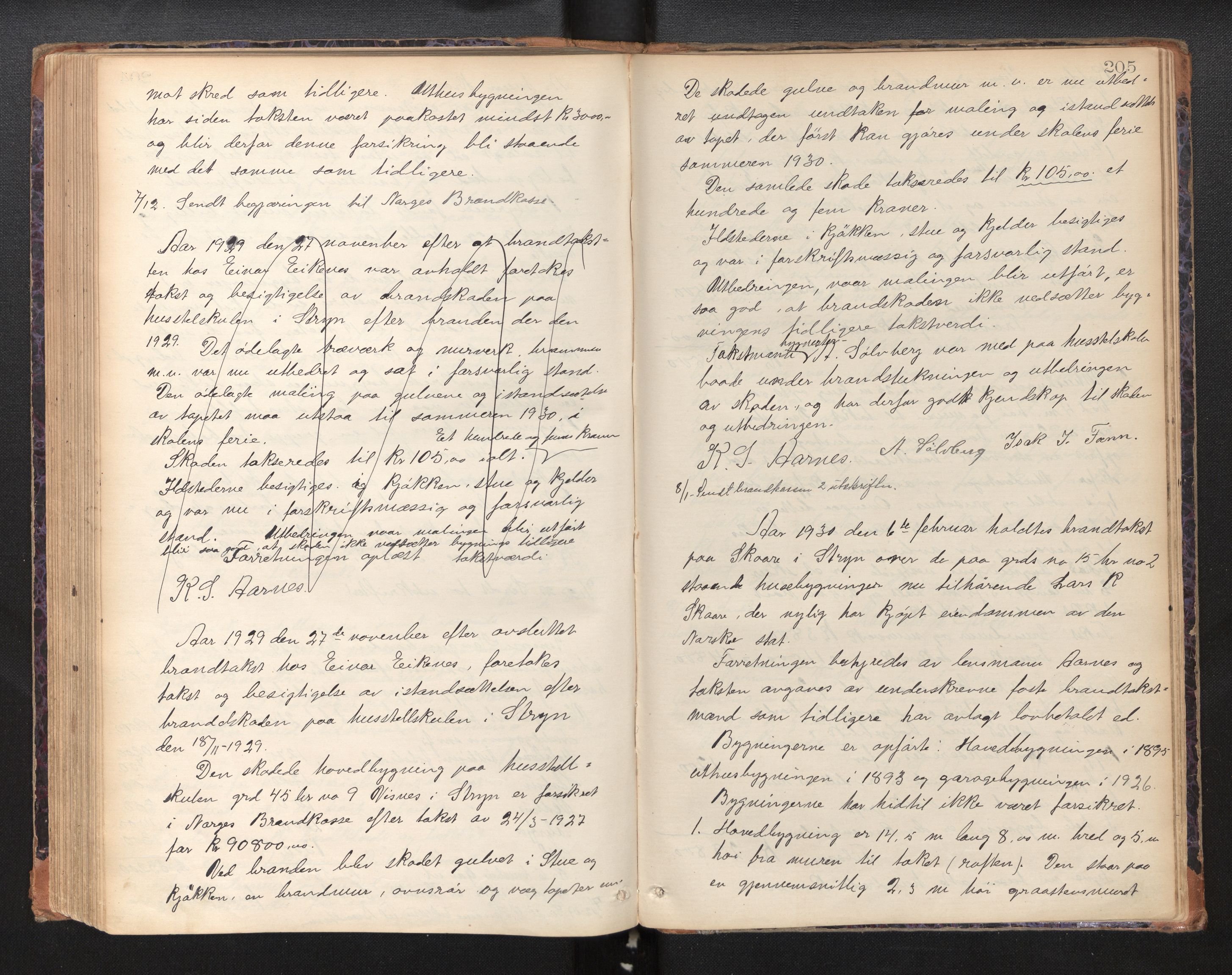 Lensmannen i Stryn og Innvik, AV/SAB-A-30201/0012/L0001: Branntakstprotokoll, 1872-1937, p. 204b-205a