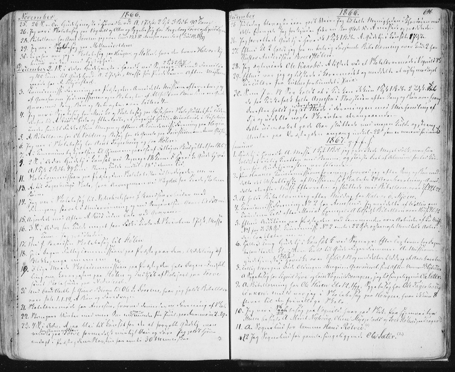 Ministerialprotokoller, klokkerbøker og fødselsregistre - Sør-Trøndelag, SAT/A-1456/678/L0899: Parish register (official) no. 678A08, 1848-1872, p. 696