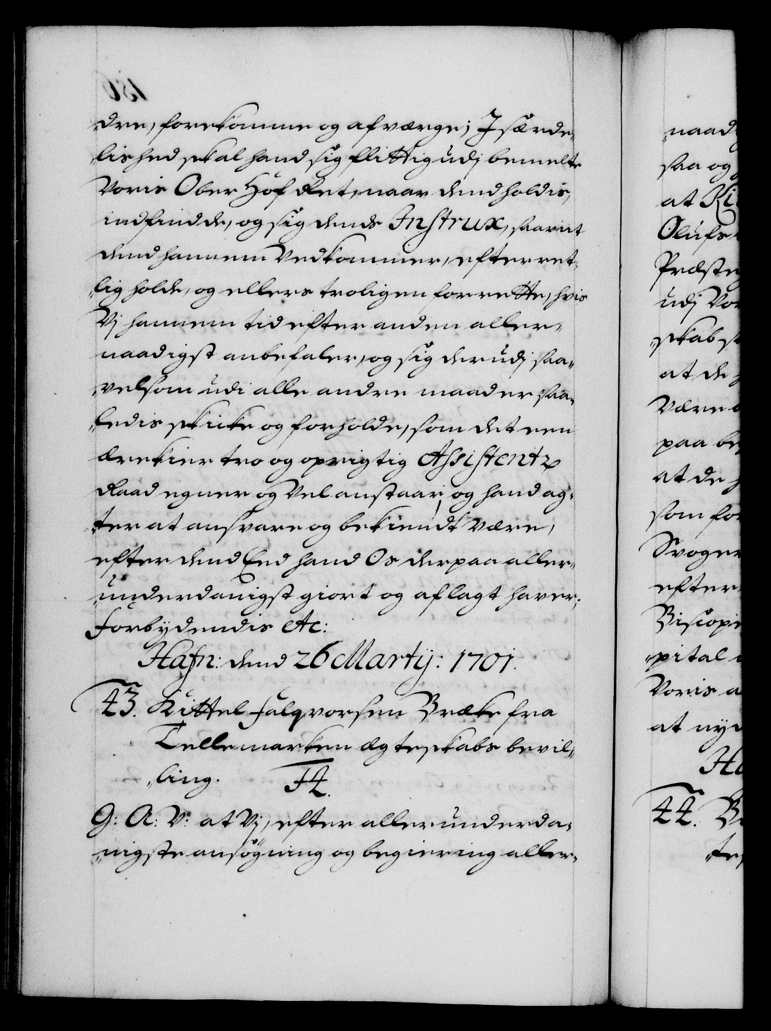 Danske Kanselli 1572-1799, RA/EA-3023/F/Fc/Fca/Fcaa/L0018: Norske registre, 1699-1703, p. 186b