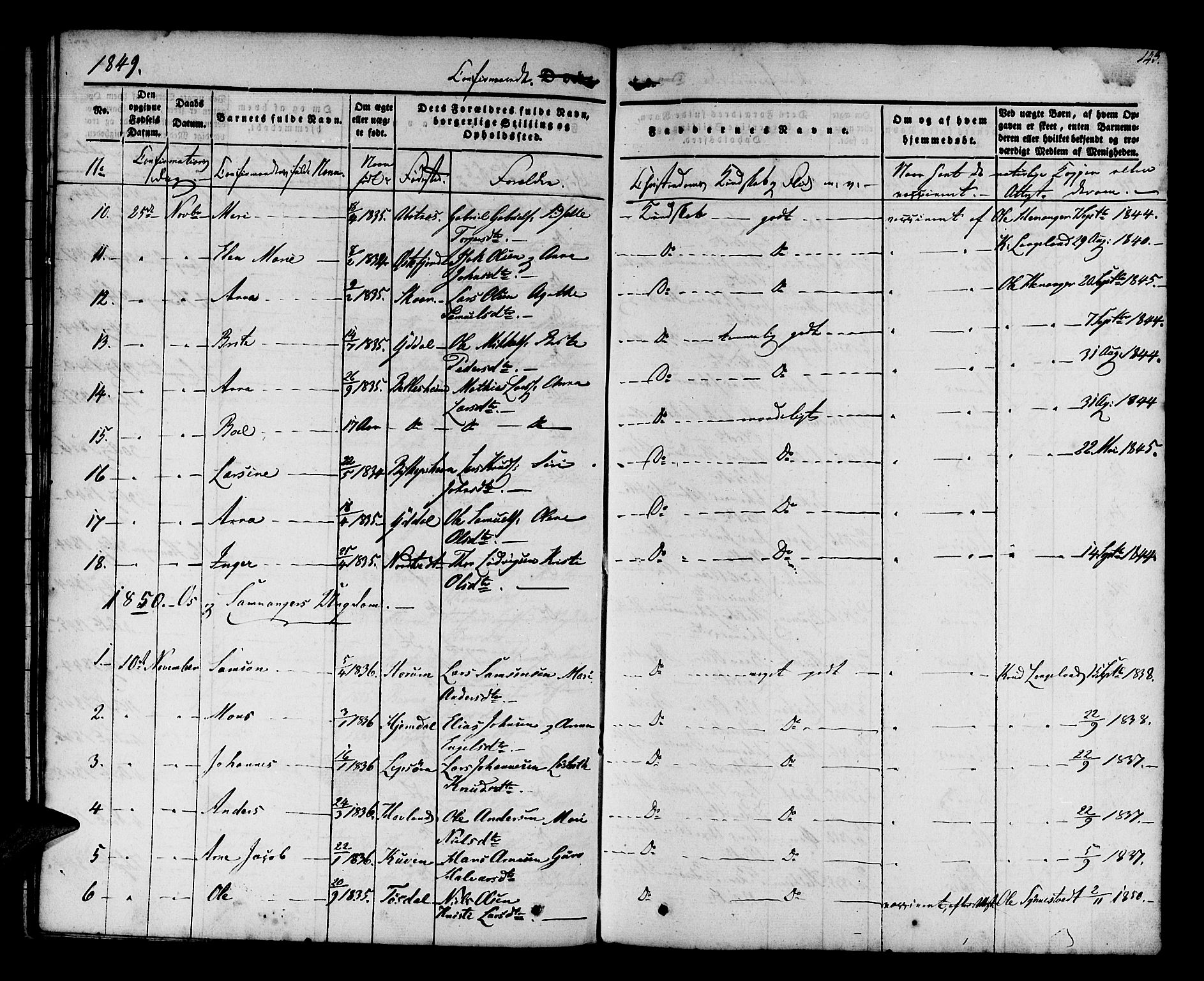 Os sokneprestembete, AV/SAB-A-99929: Parish register (official) no. A 15, 1839-1851, p. 143