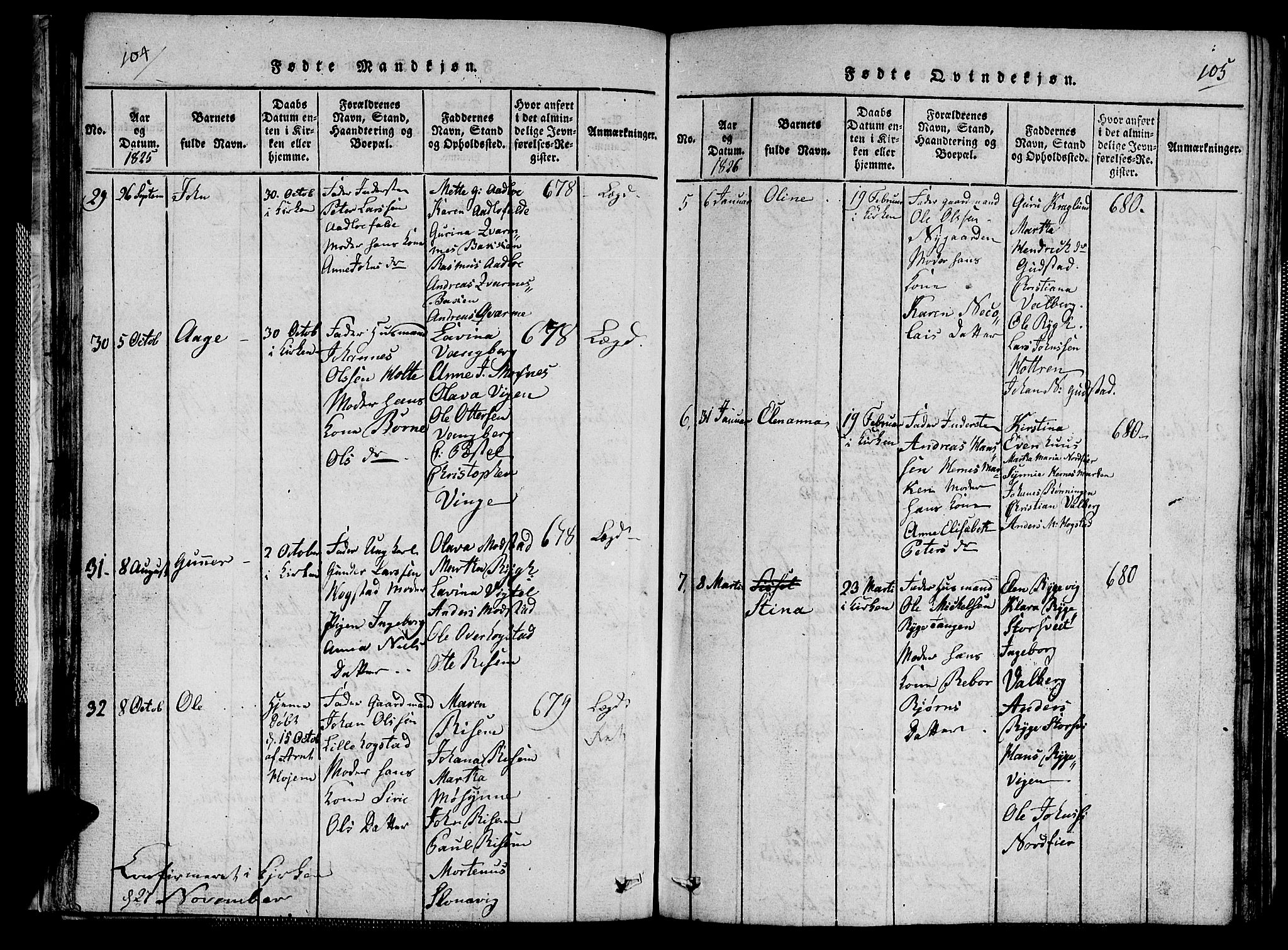 Ministerialprotokoller, klokkerbøker og fødselsregistre - Nord-Trøndelag, SAT/A-1458/713/L0124: Parish register (copy) no. 713C01, 1817-1827, p. 104-105