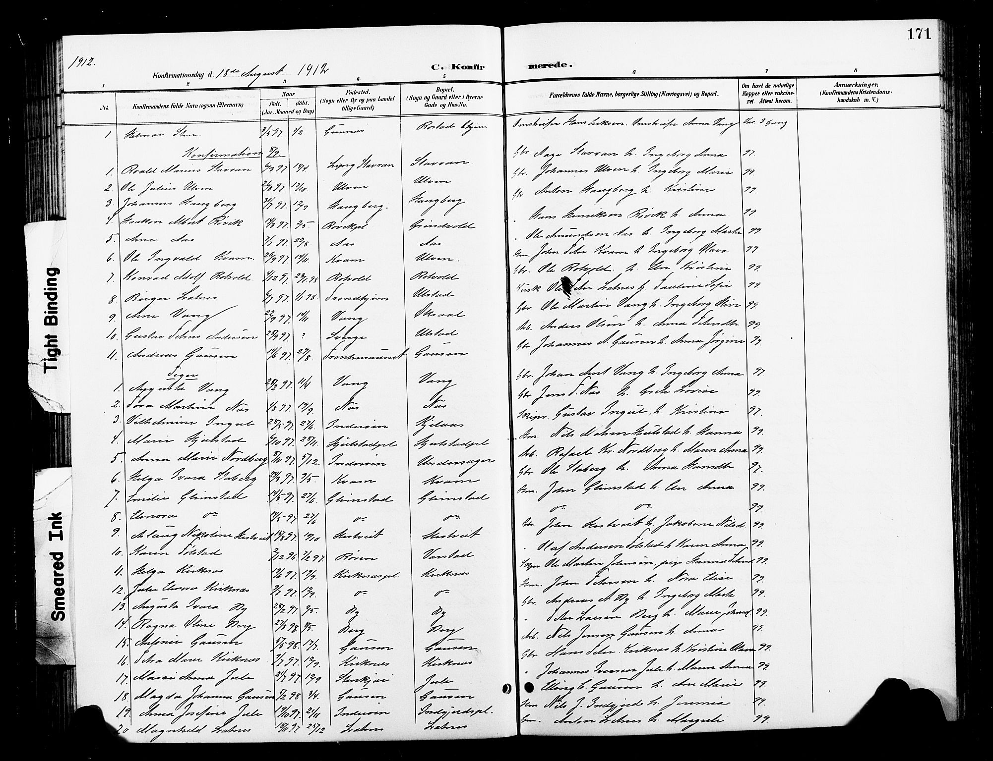 Ministerialprotokoller, klokkerbøker og fødselsregistre - Nord-Trøndelag, AV/SAT-A-1458/730/L0302: Parish register (copy) no. 730C05, 1898-1924, p. 171