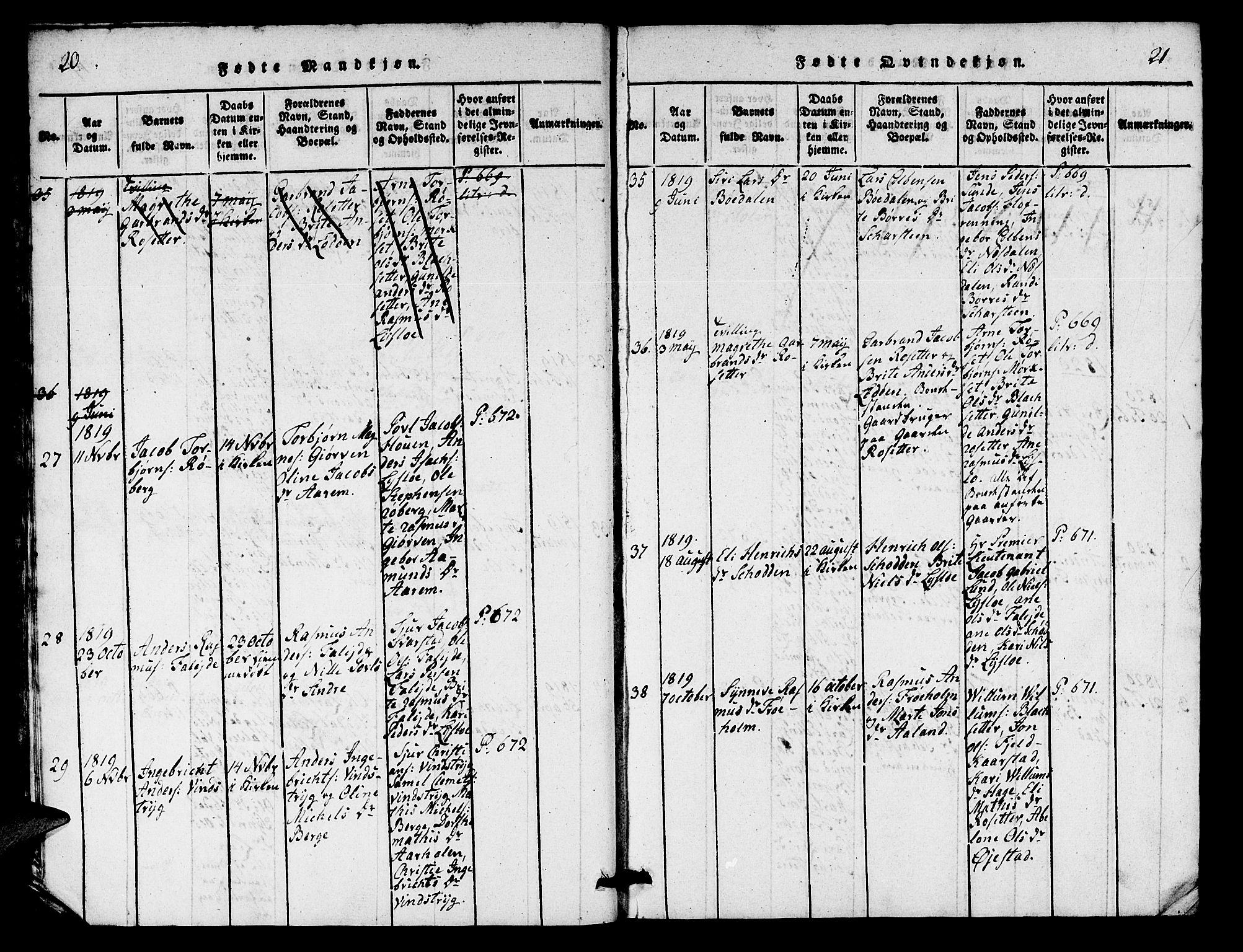 Innvik sokneprestembete, AV/SAB-A-80501: Parish register (copy) no. A 1, 1816-1820, p. 20-21