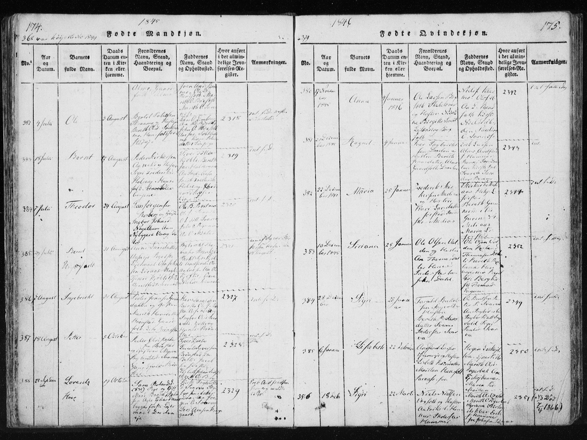 Ministerialprotokoller, klokkerbøker og fødselsregistre - Nord-Trøndelag, SAT/A-1458/749/L0469: Parish register (official) no. 749A03, 1817-1857, p. 174-175
