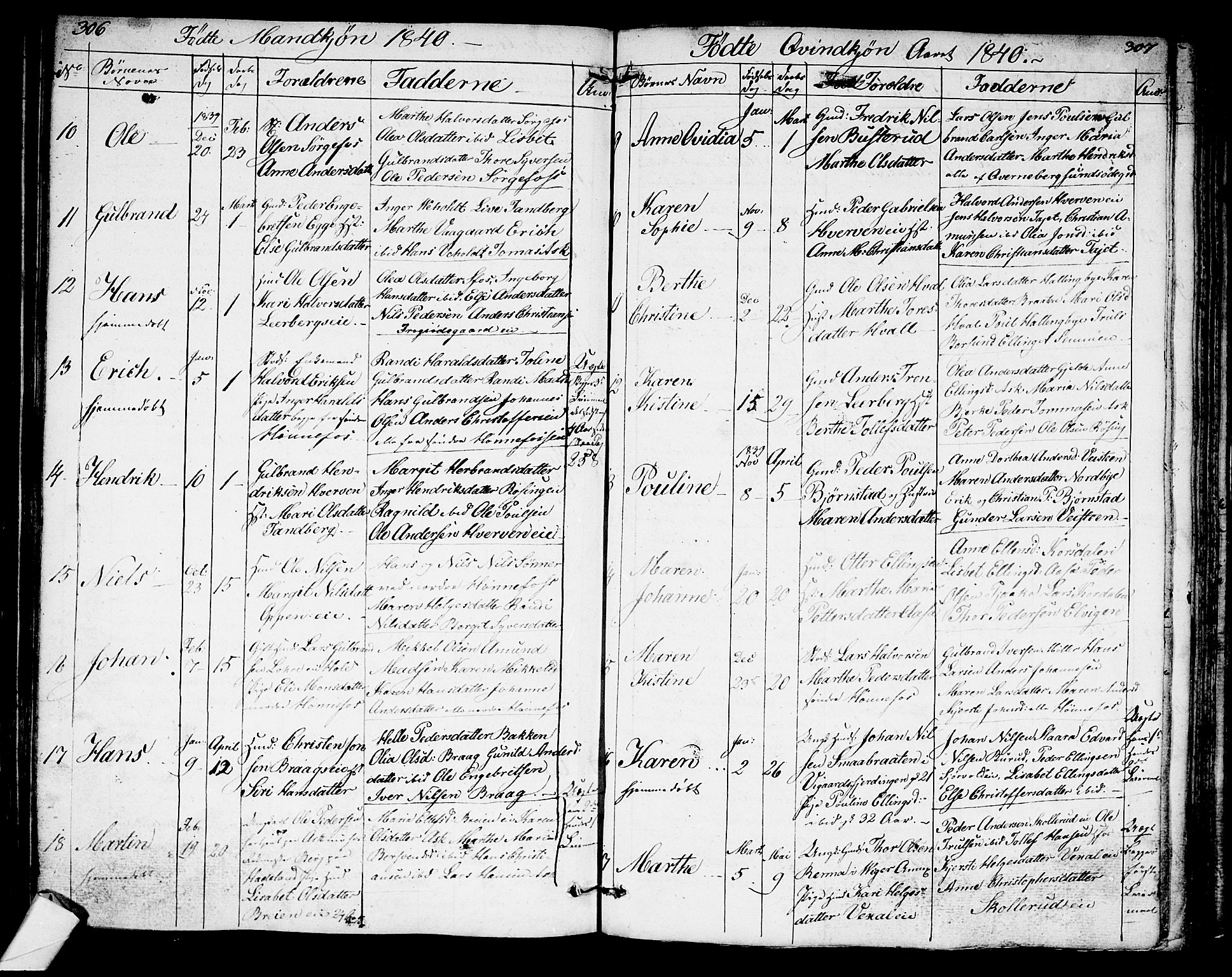 Norderhov kirkebøker, AV/SAKO-A-237/G/Ga/L0004: Parish register (copy) no. I 4, 1824-1849, p. 306-307