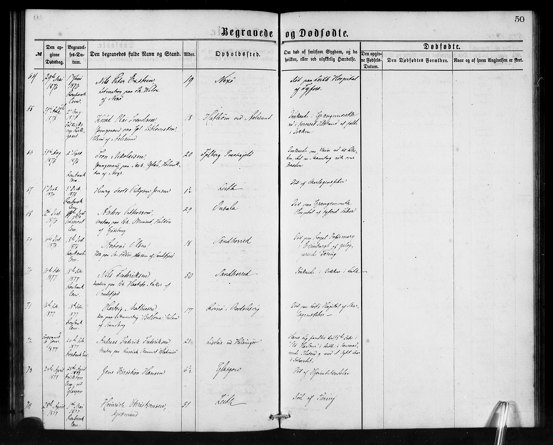 Den norske sjømannsmisjon i utlandet/Skotske havner (Leith, Glasgow), SAB/SAB/PA-0100/H/Ha/Haa/L0001: Parish register (official) no. A 1, 1865-1880, p. 50