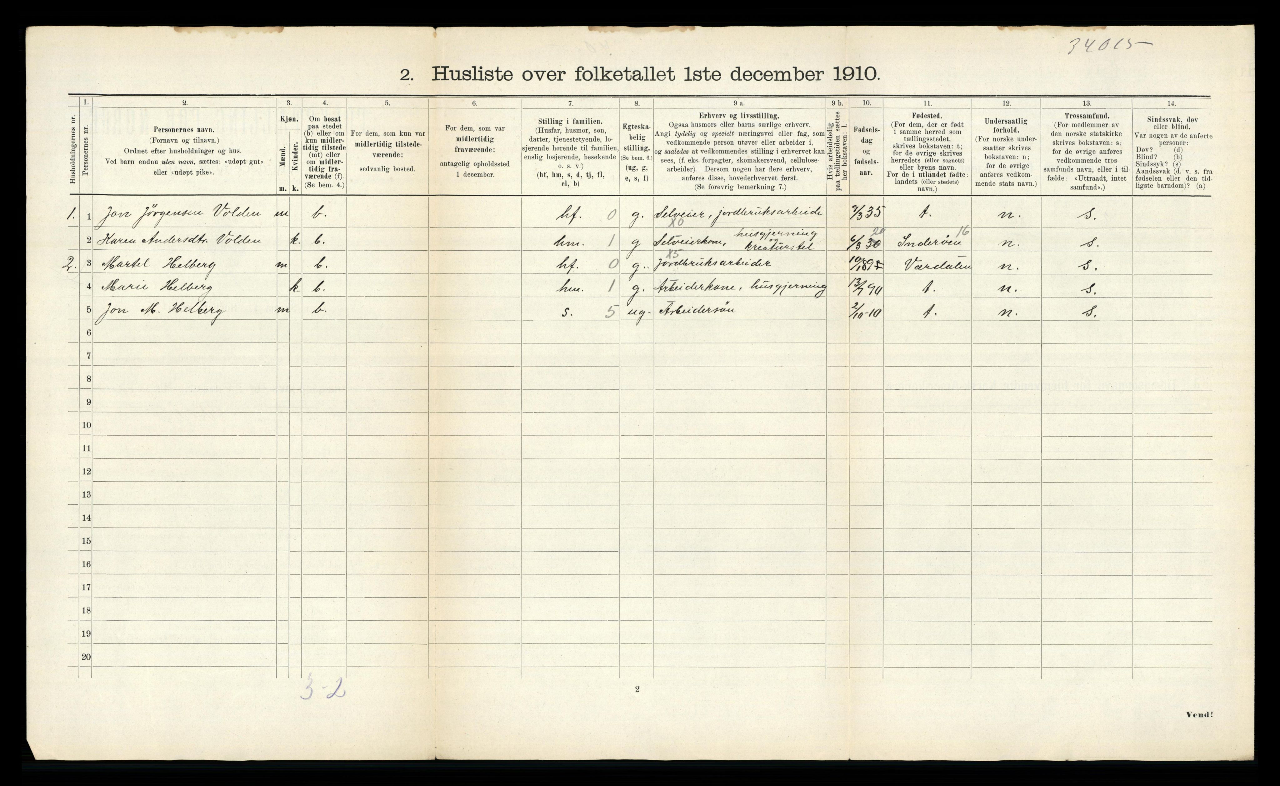 RA, 1910 census for Sparbu, 1910, p. 35