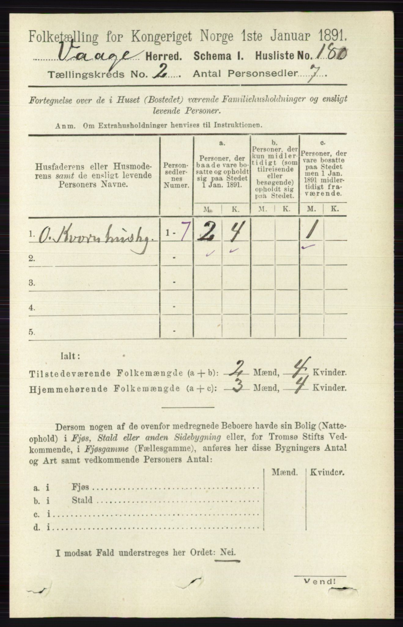 RA, 1891 census for 0515 Vågå, 1891, p. 1126