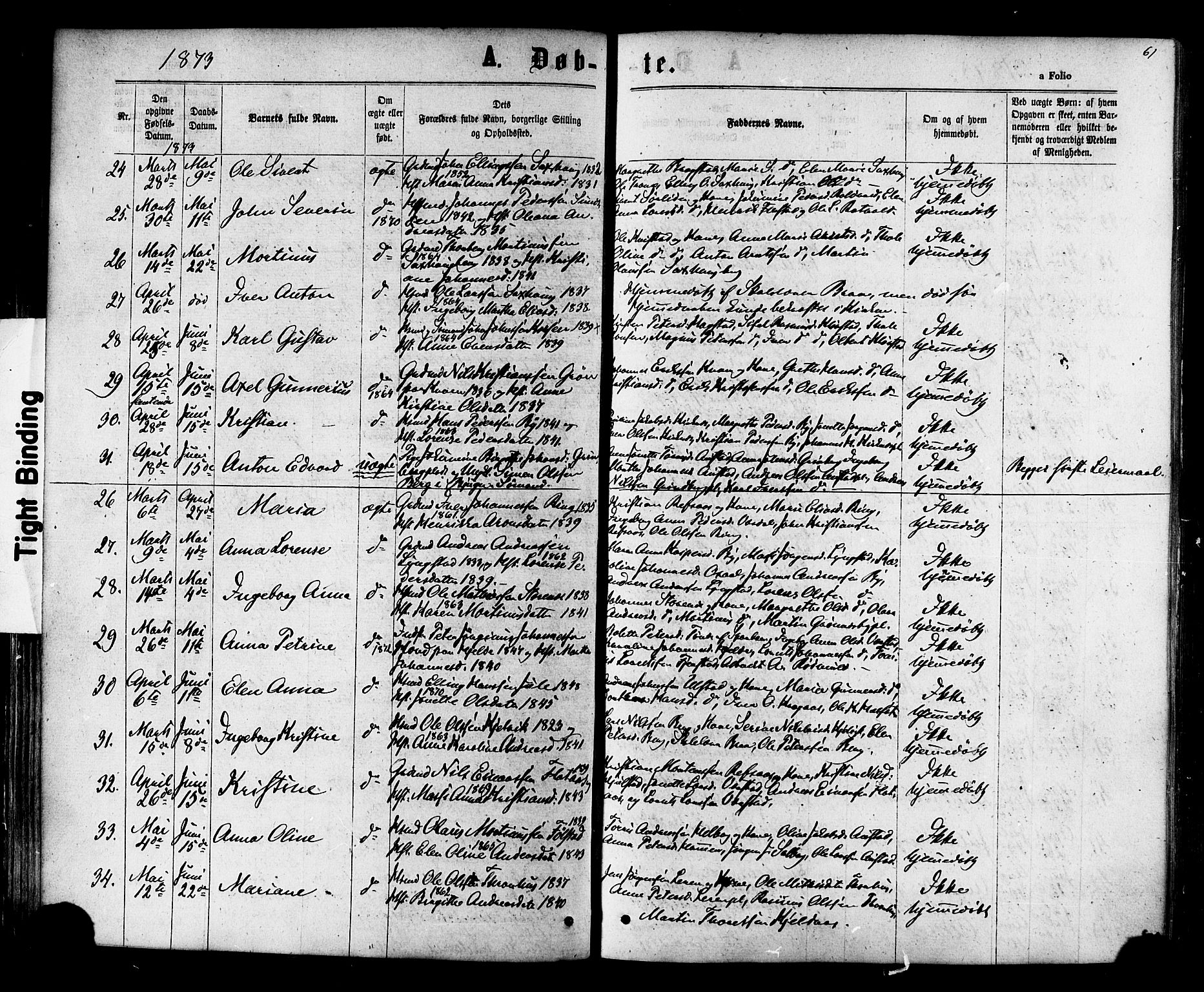 Ministerialprotokoller, klokkerbøker og fødselsregistre - Nord-Trøndelag, SAT/A-1458/730/L0284: Parish register (official) no. 730A09, 1866-1878, p. 61